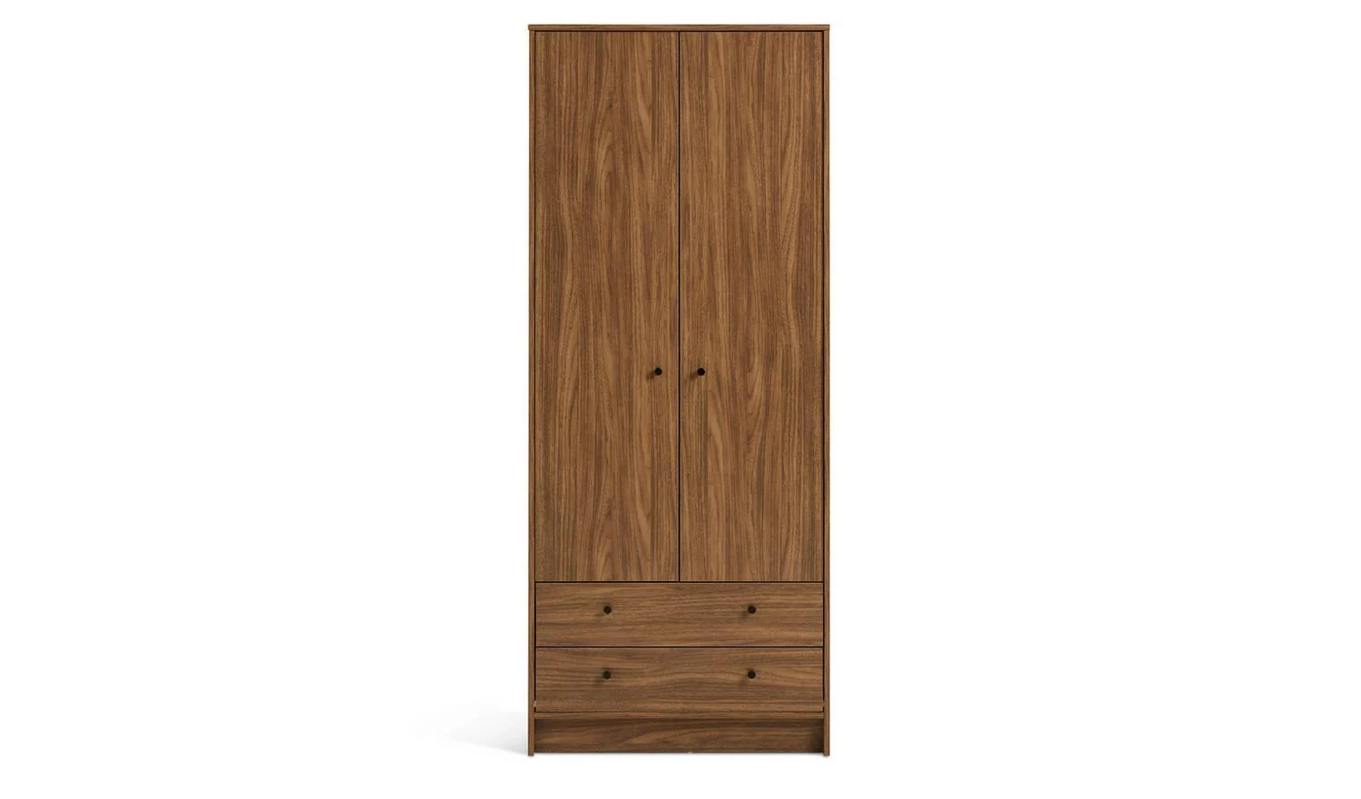 Malibu 2 Door 2 Drawer Wardrobe Walnut Storage Organiser Bedroom Furniture - Image 4