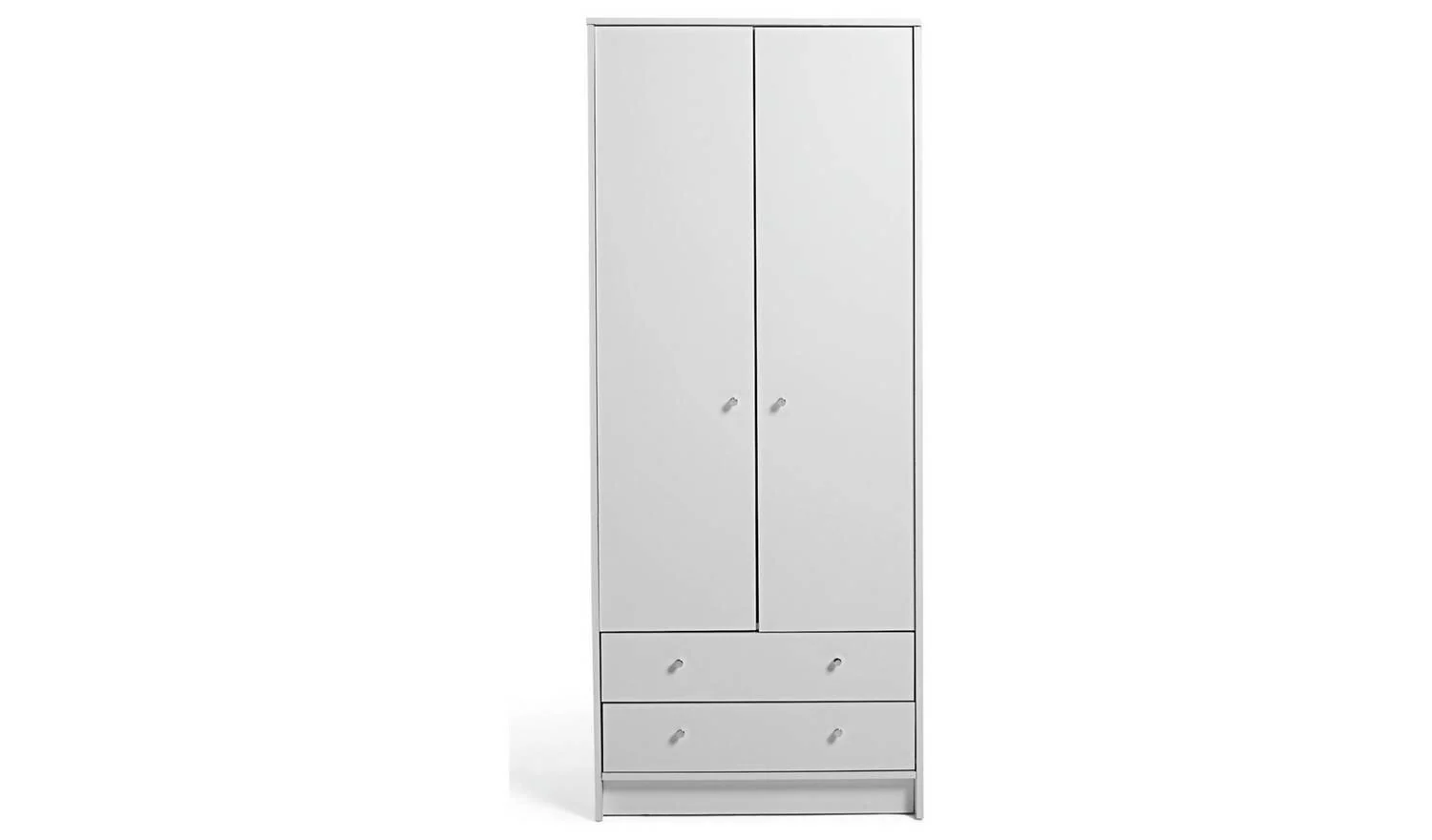 Malibu 2 Door 2 Drawer Wardrobe White Storage Organiser Bedroom Furniture - Image 4
