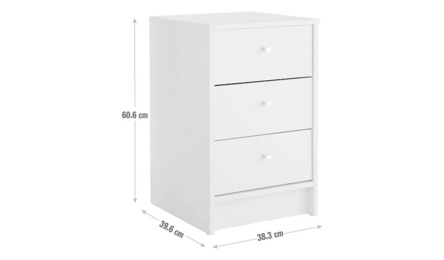 Malibu 3 Drawer Bedside Table Black Oak Effect Compact Storage Organiser - Image 2