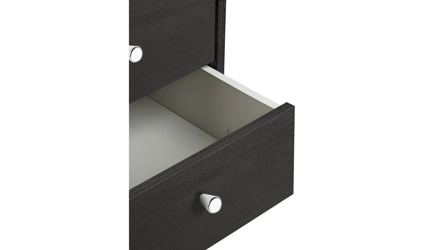 Malibu 3 Drawer Bedside Table Black Oak Effect Compact Storage Organiser - Image 3
