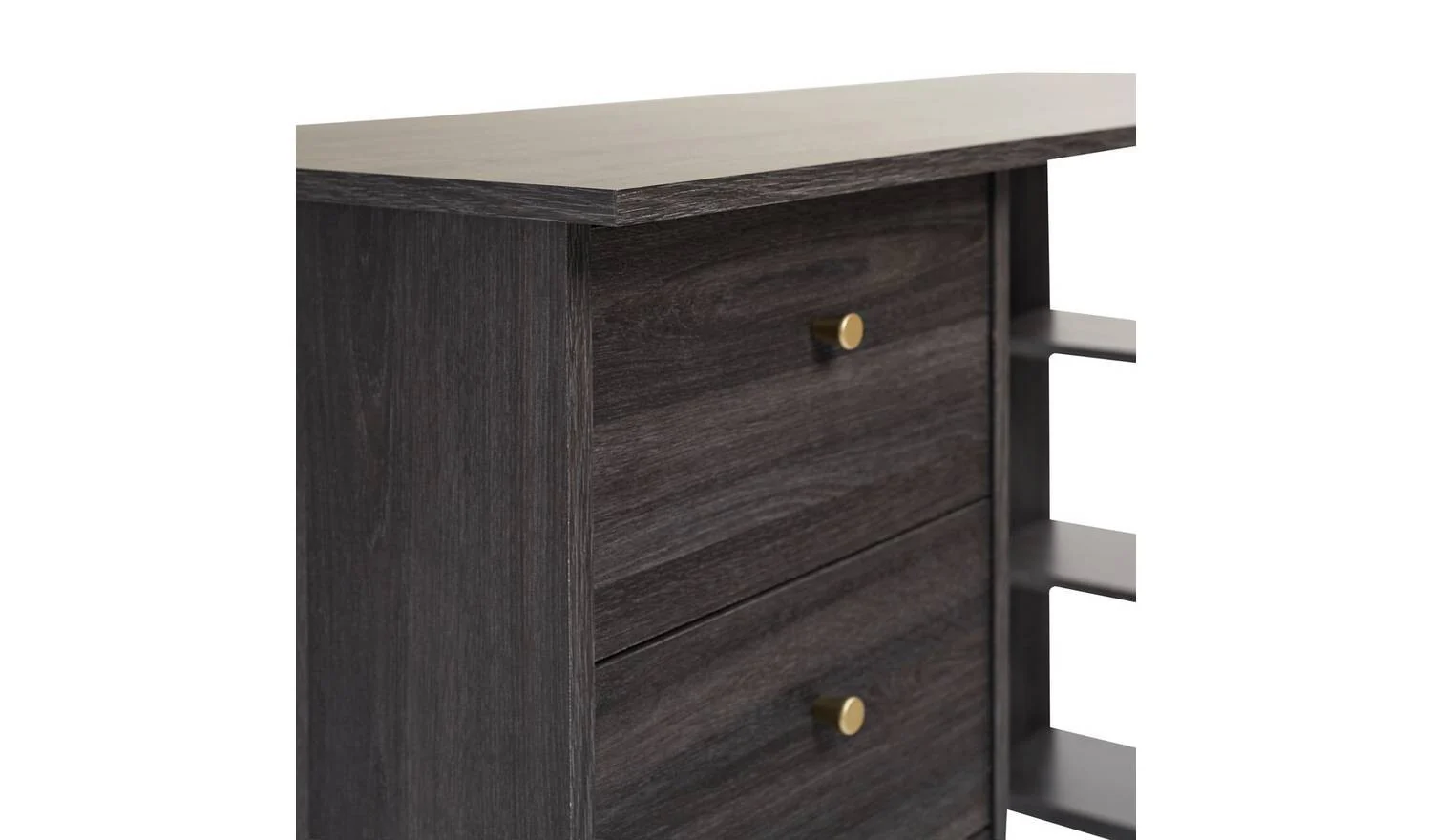 Malibu 3 Drawer Office Desk Black & Brown Compact Study Table - Image 3