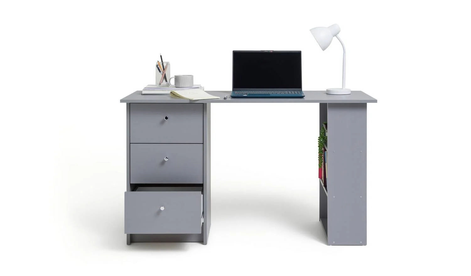Malibu 3 Drawer Office Desk Grey Home Office Furniture Workspace - Image 3