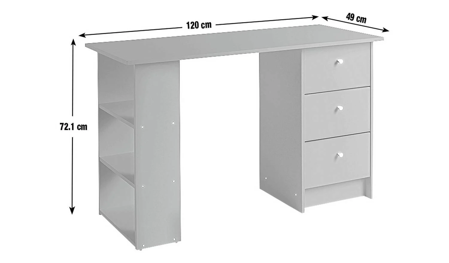 Malibu 3 Drawer Office Desk Oak Effect Compact Study Table - Image 6