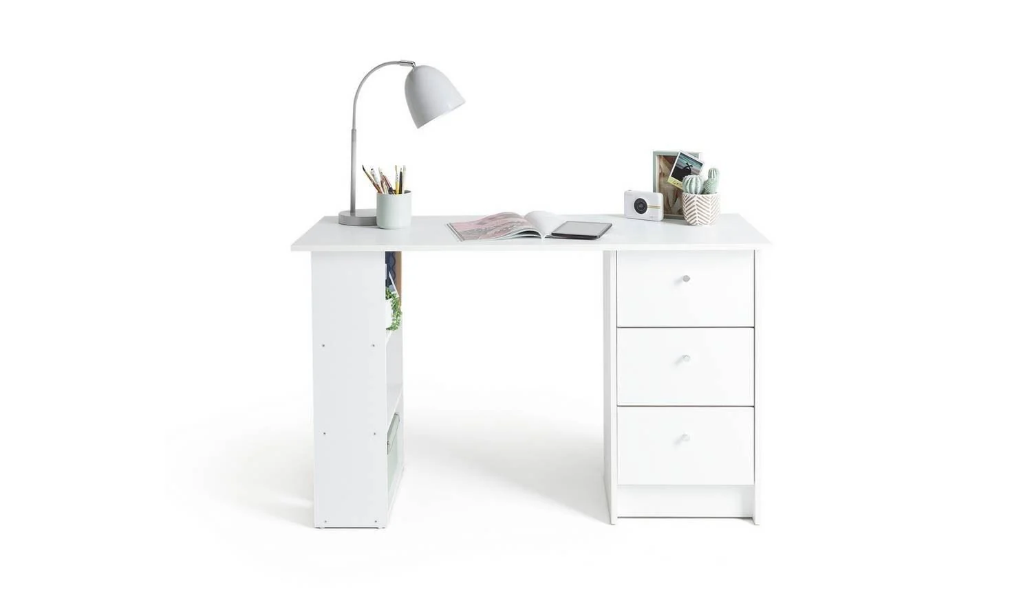 Malibu 3 Drawer Office Desk White Home Office Furniture Workspace - Image 2