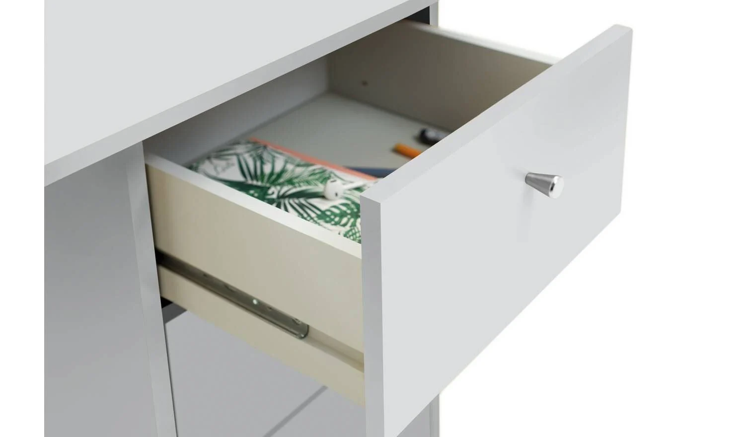 Malibu 3 Drawer Office Desk White Home Office Furniture Workspace - Image 5