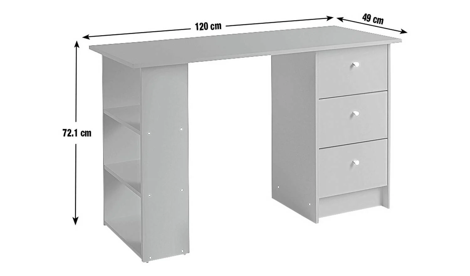 Malibu 3 Drawer Office Desk White Home Office Furniture Workspace - Image 6