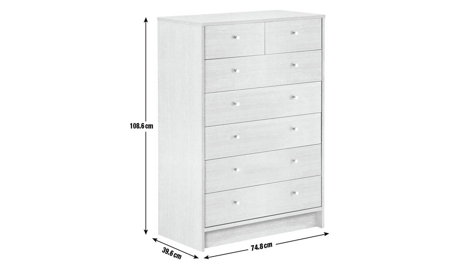 Malibu 7 Drawer Chest Black Oak Effect Storage Organiser Bedroom - Image 7
