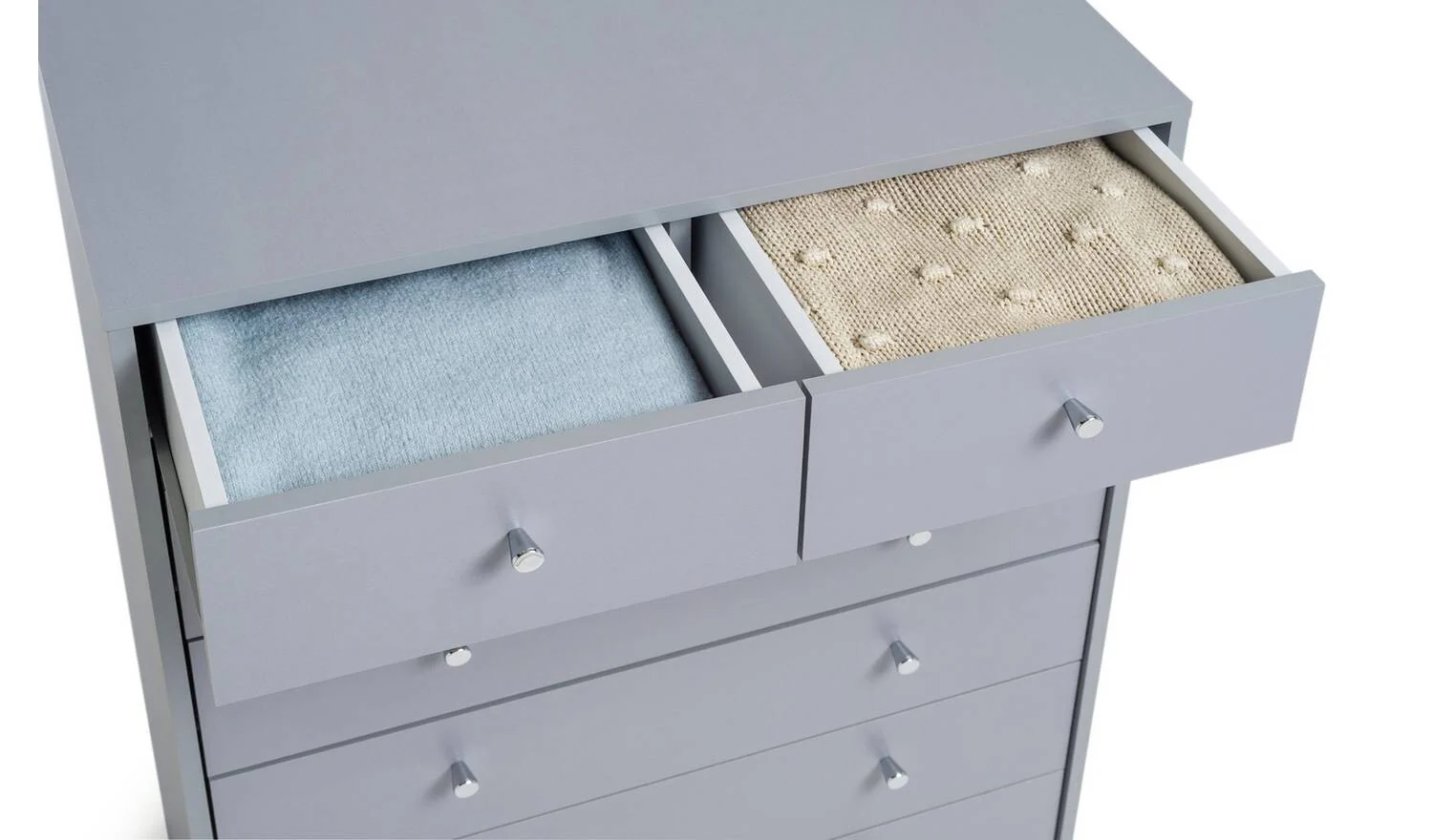 Malibu 7 Drawer Chest Grey Storage Organiser Bedroom Furniture - Image 2