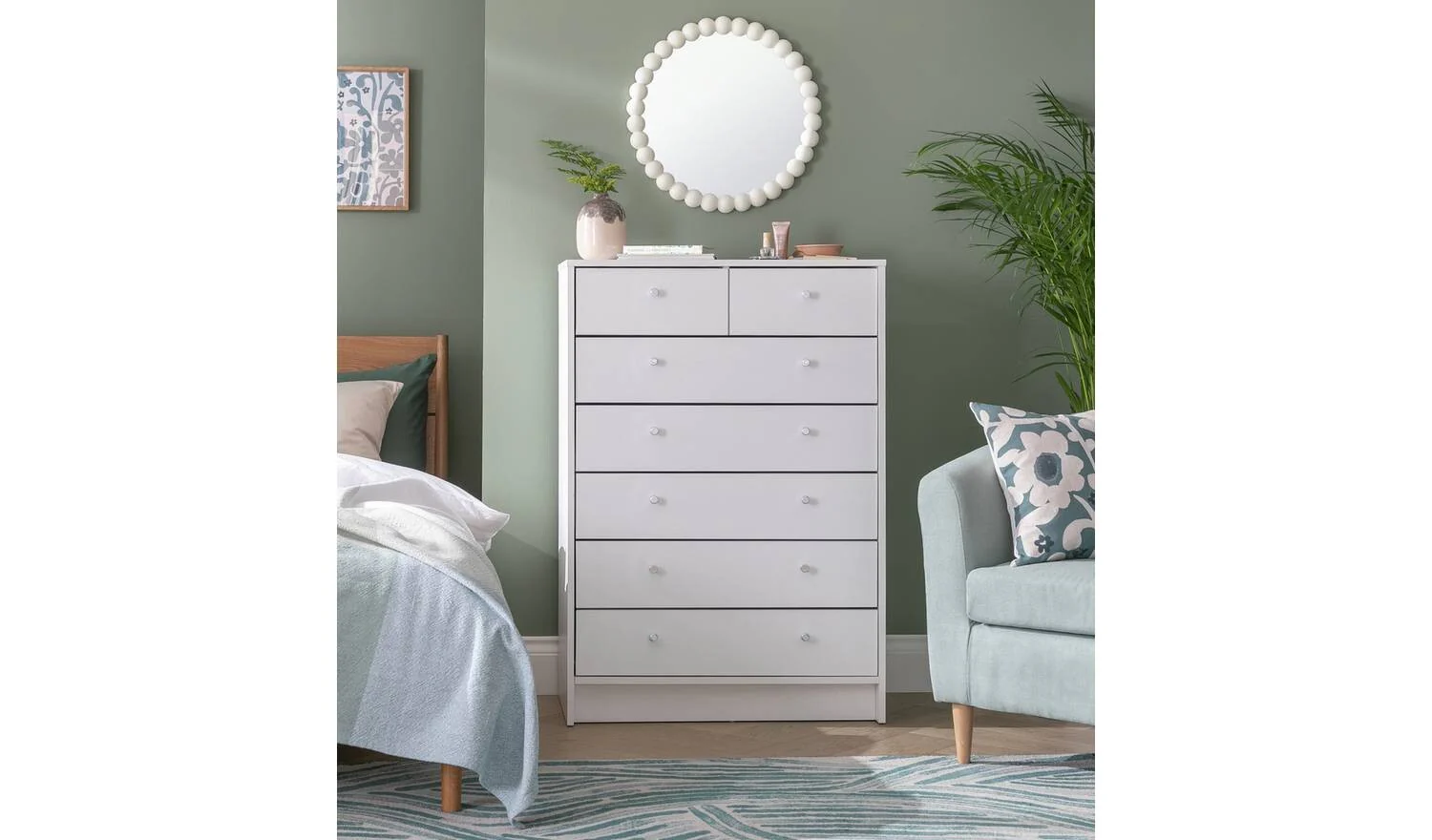 Malibu 7 Drawer Chest White Storage Organiser Bedroom Furniture - Image 2