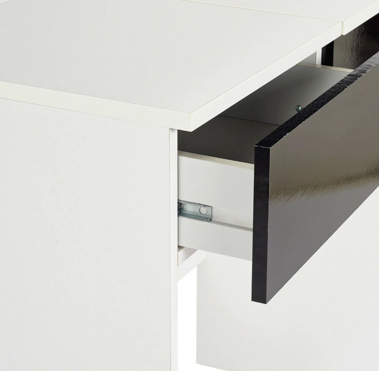 Malibu Dressing Table with Mirror White Black Gloss Elegant Bedroom Decor - Image 3