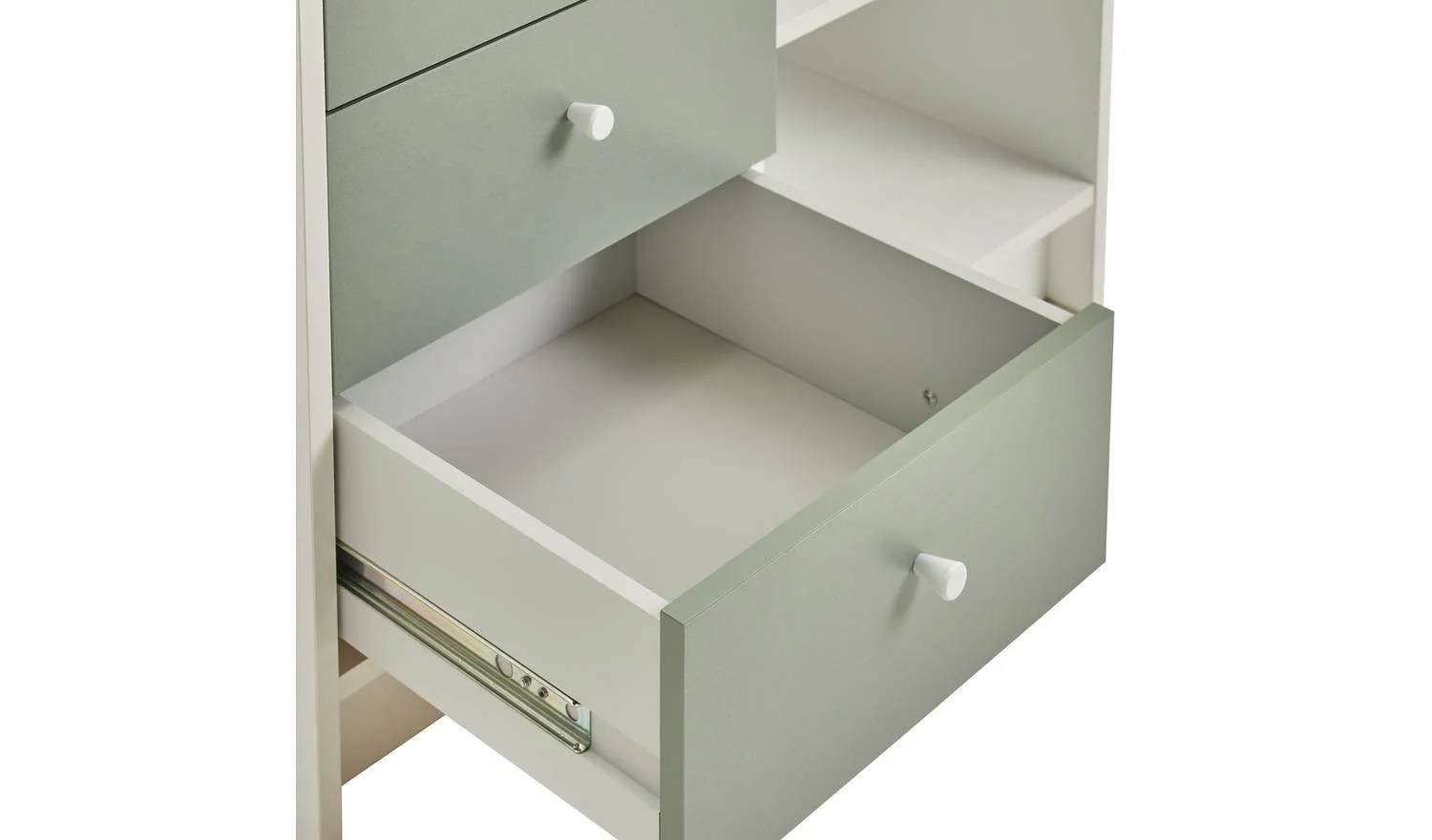 Malibu Kids 6 Drawer Chest Sage Green & White Childrens Bedroom Storage - Image 3