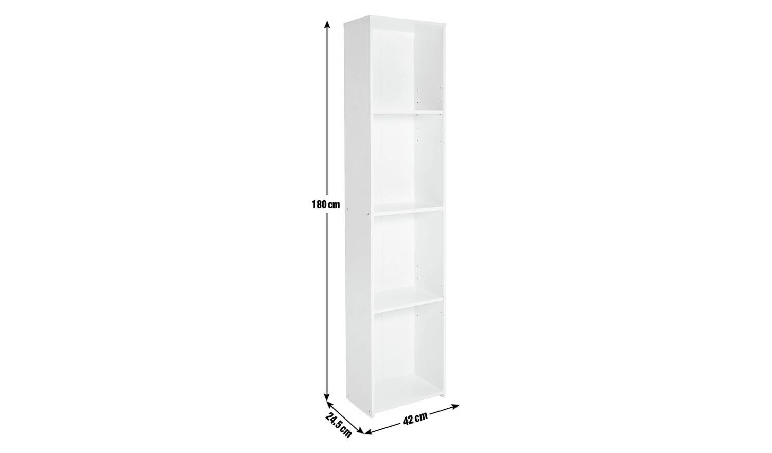 Malibu Narrow Bookcase White Storage Organiser Shelf Living Room - Image 6