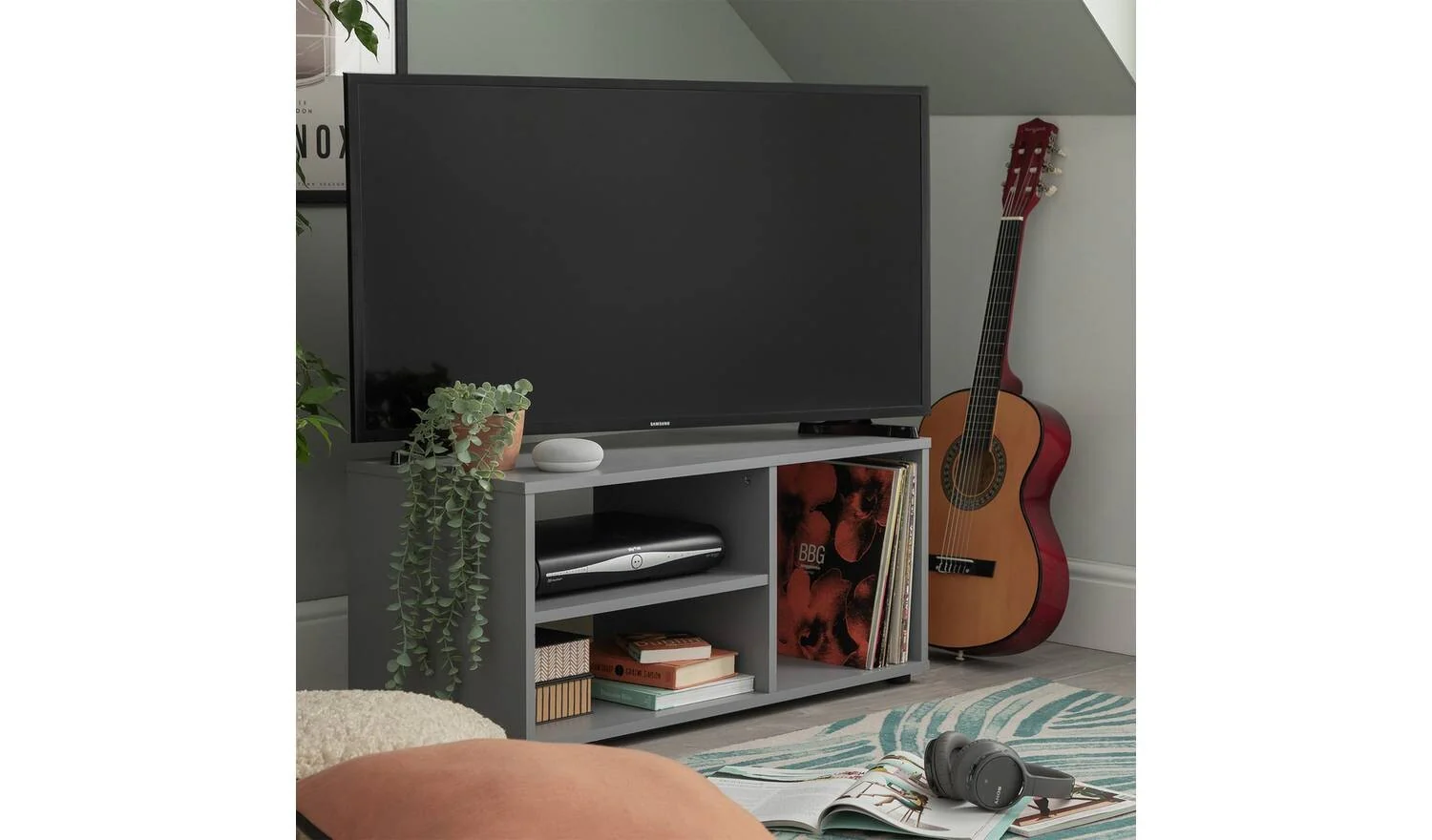 Malibu TV Unit Grey Media Stand Storage Cabinet Living Room Furniture - Image 2