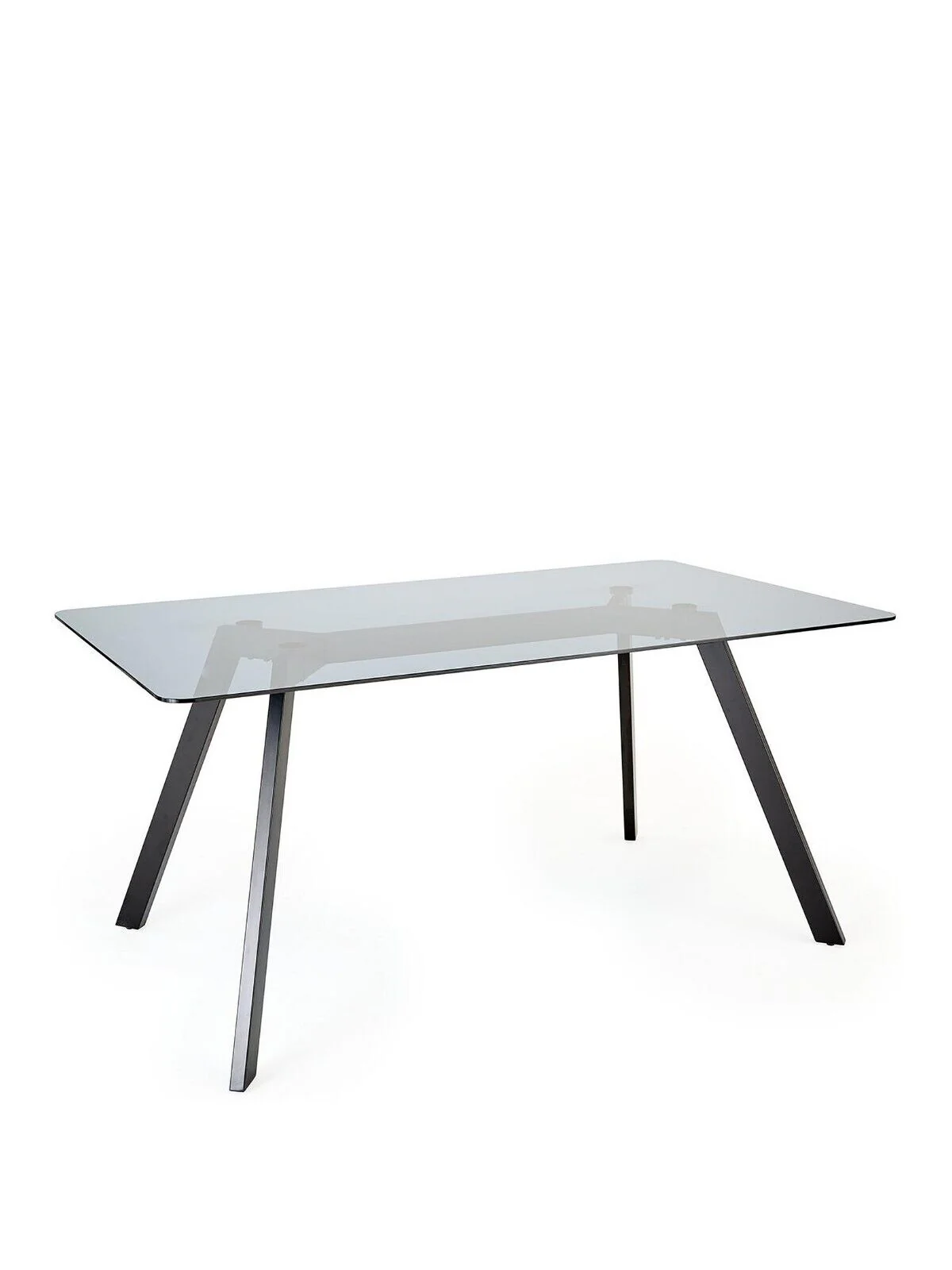 Marlow 160 cm Rectangular Smoked Glass Top Dining Table Black - Image 2