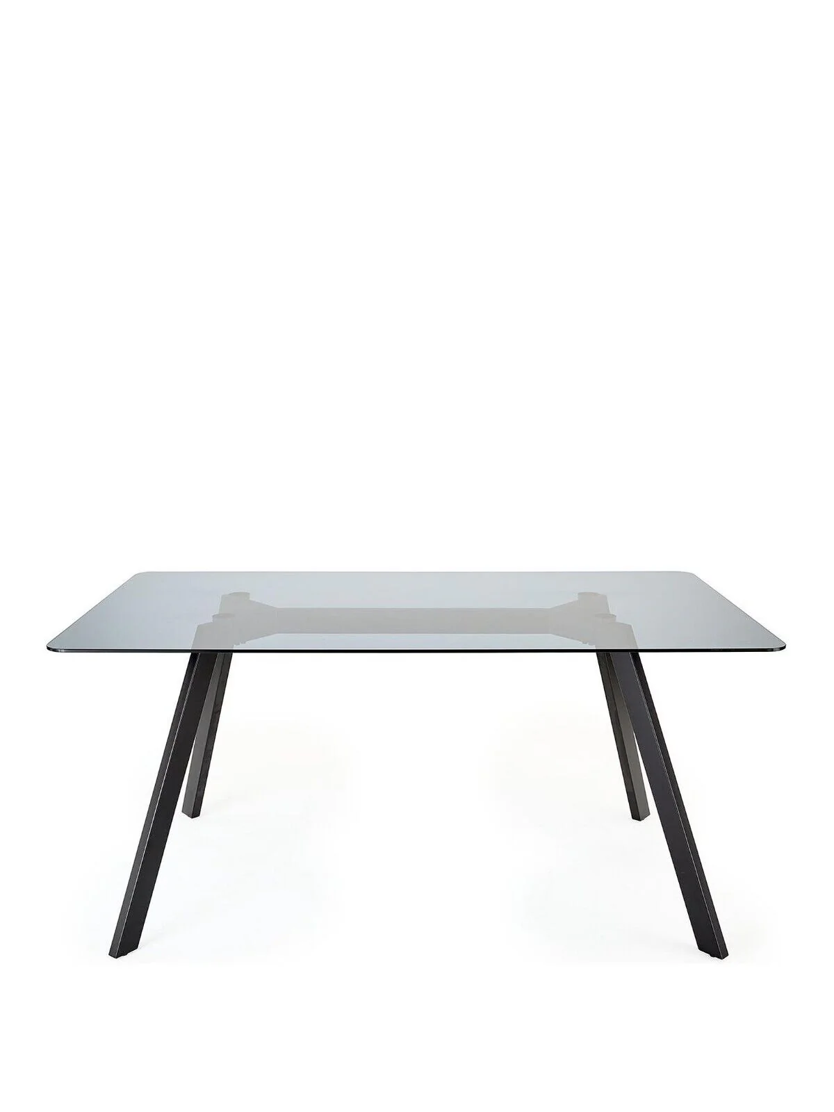 Marlow 160 cm Rectangular Smoked Glass Top Dining Table Black - Image 3