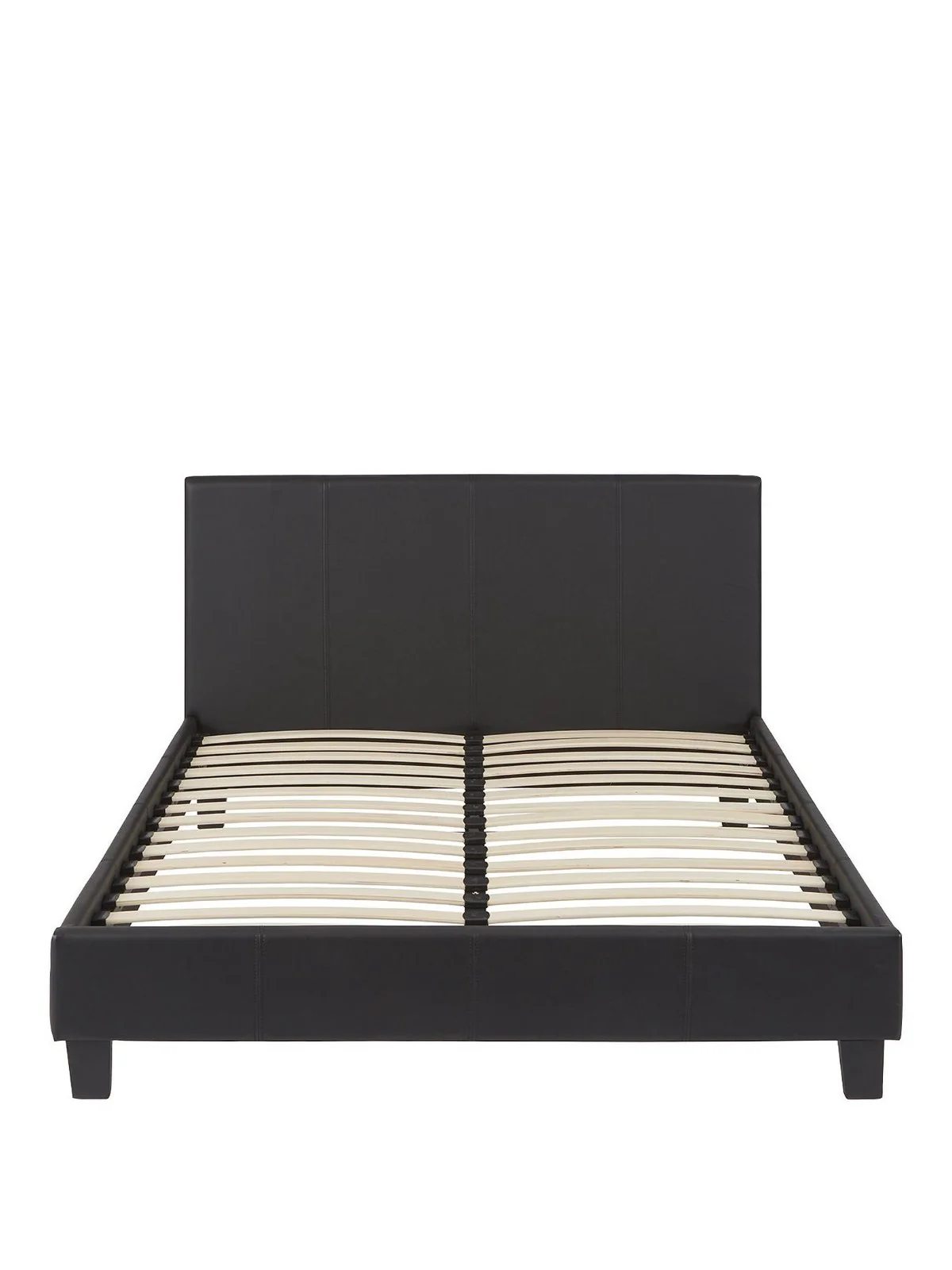 Marston Faux Leather Bed Frame Double Black Sleek and Modern Bedroom Furniture - Image 2