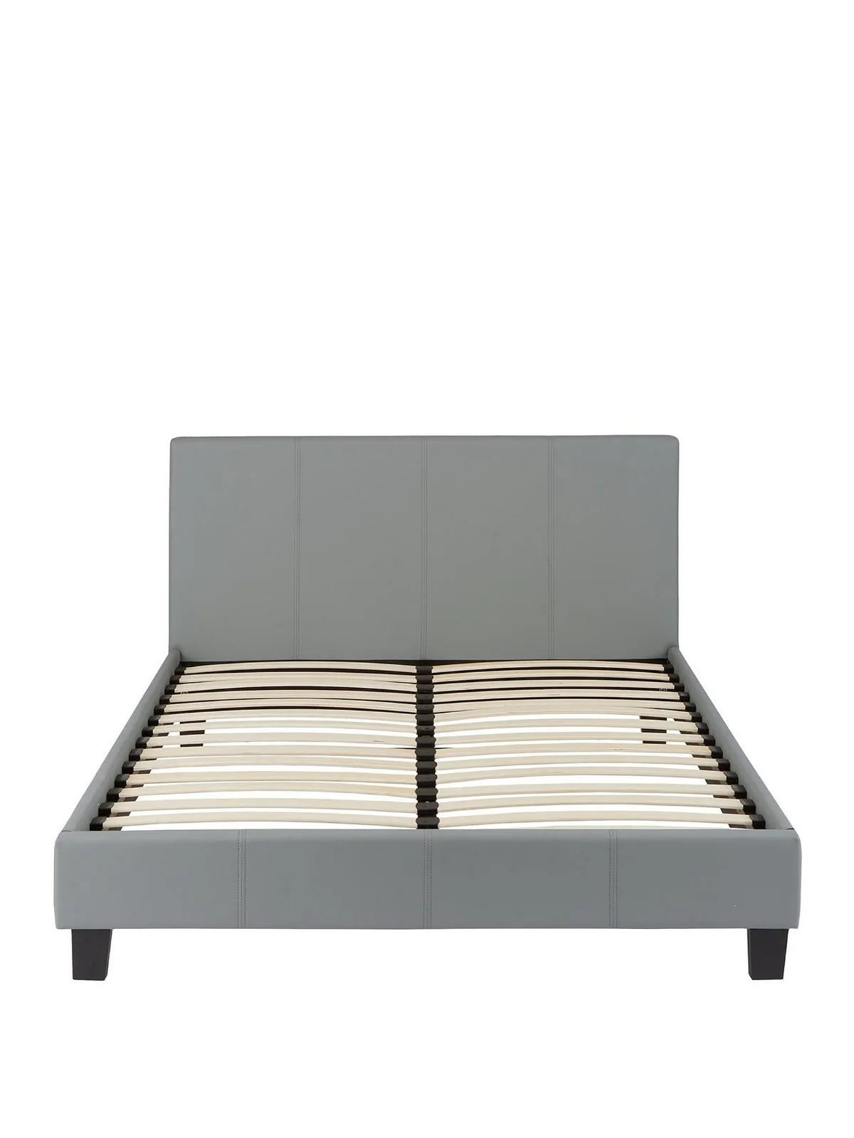 Marston Faux Leather Bed Frame Small Double - Grey | Padded Headboard | Modern - Image 2