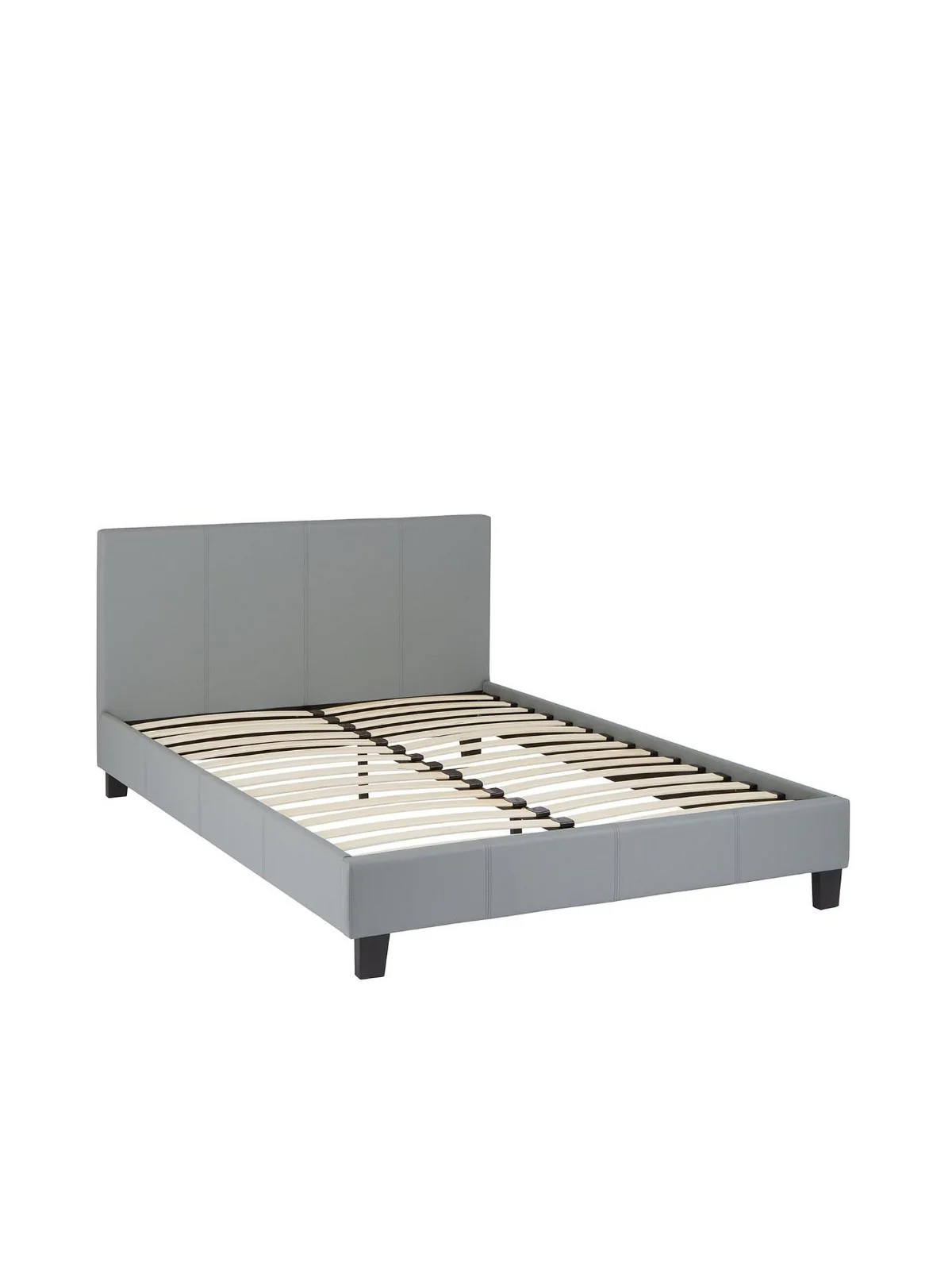 Marston Faux Leather Bed Frame Small Double - Grey | Padded Headboard | Modern - Image 3