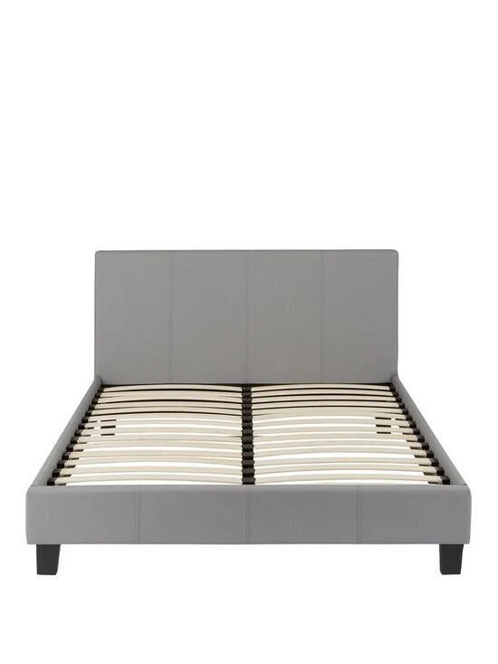 Marston Faux Leather Double Bed Frame Grey Stylish and Durable Bed Frame - Image 2
