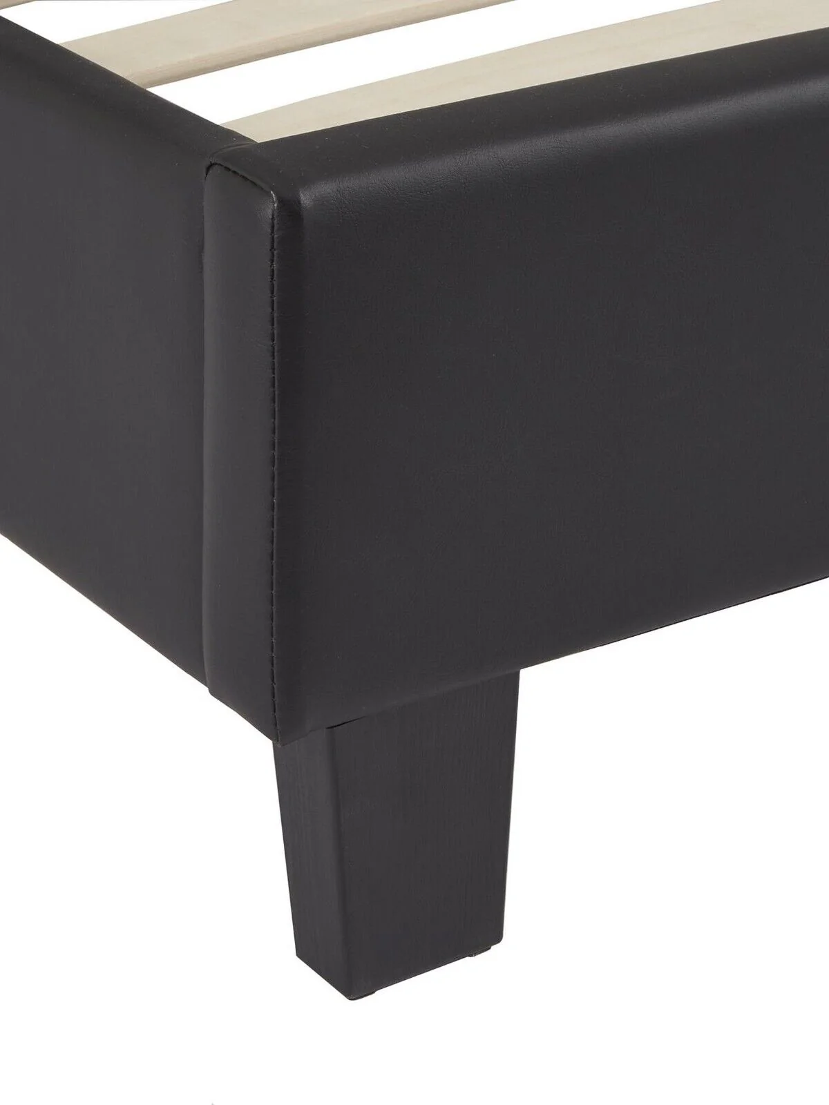 Marston Faux Leather King Bed Frame Black Stylish Durable Bedroom Furniture - Image 4