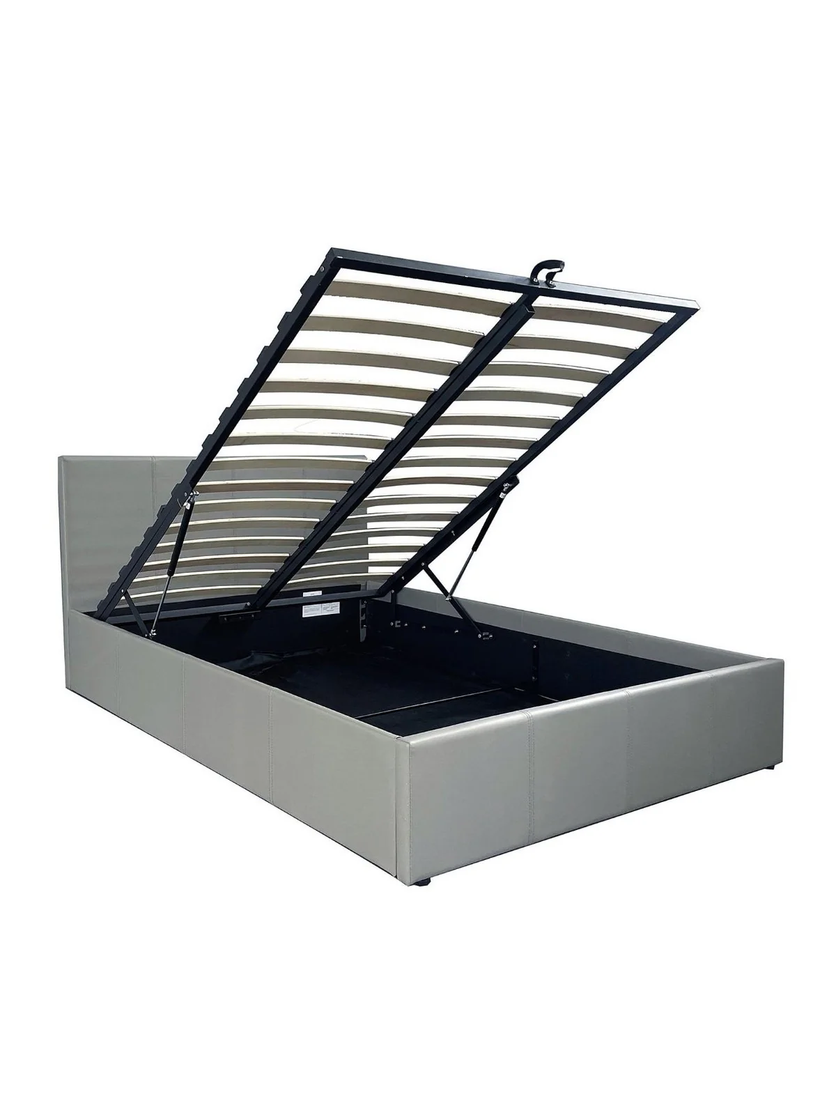 Marston Faux Leather Ottoman Bed King Grey | Storage Headboard | Sprung Slats - Image 4