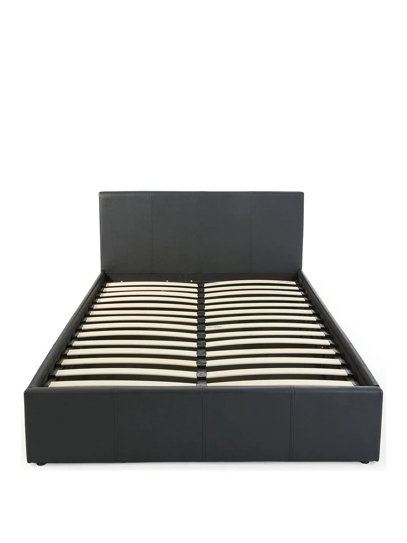 Marston Faux Leather Side Lift Up Storage Ottoman Bed Small Double Black - Image 2