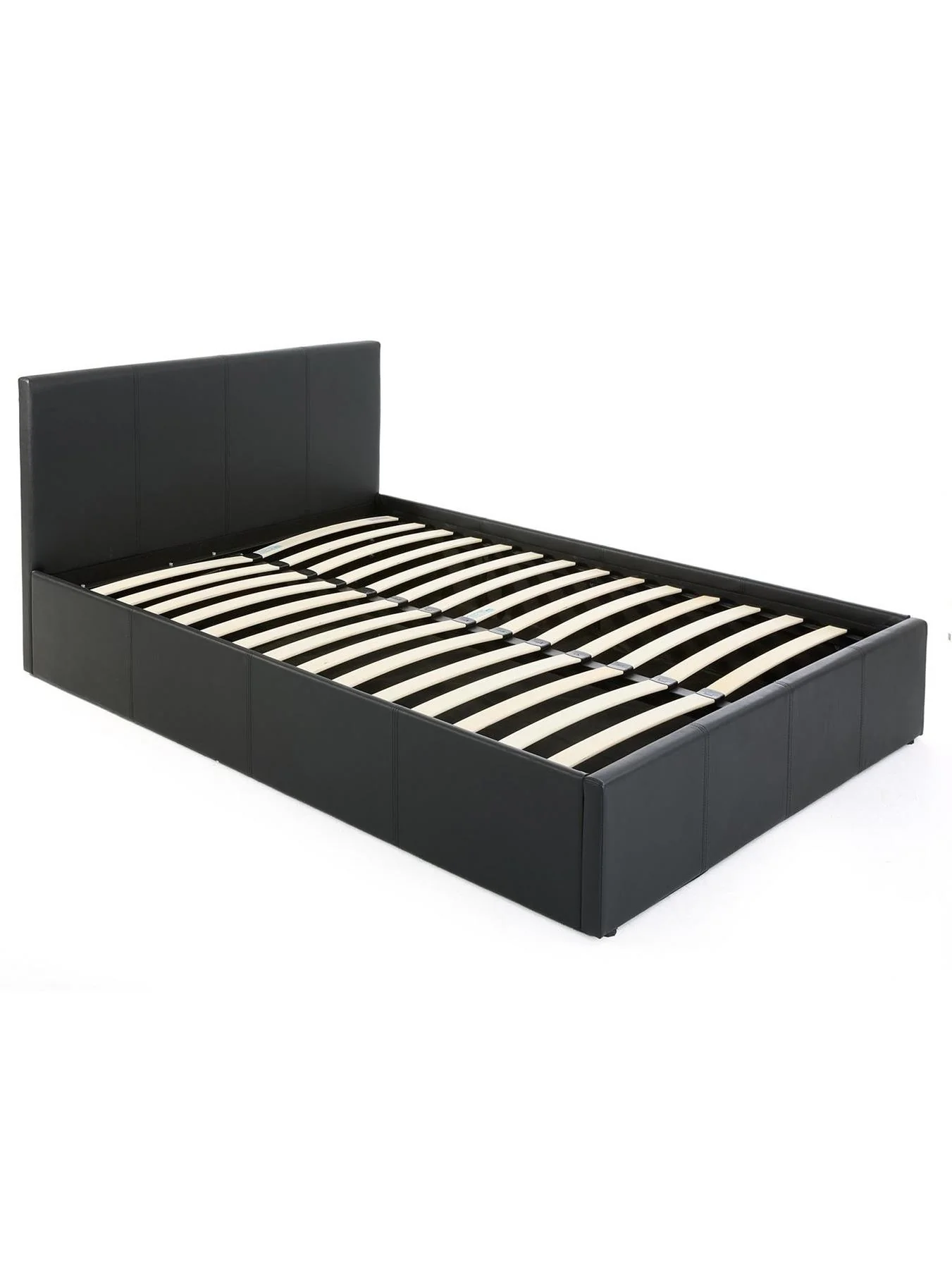 Marston Faux Leather Side Lift Up Storage Ottoman Bed Small Double Black - Image 3
