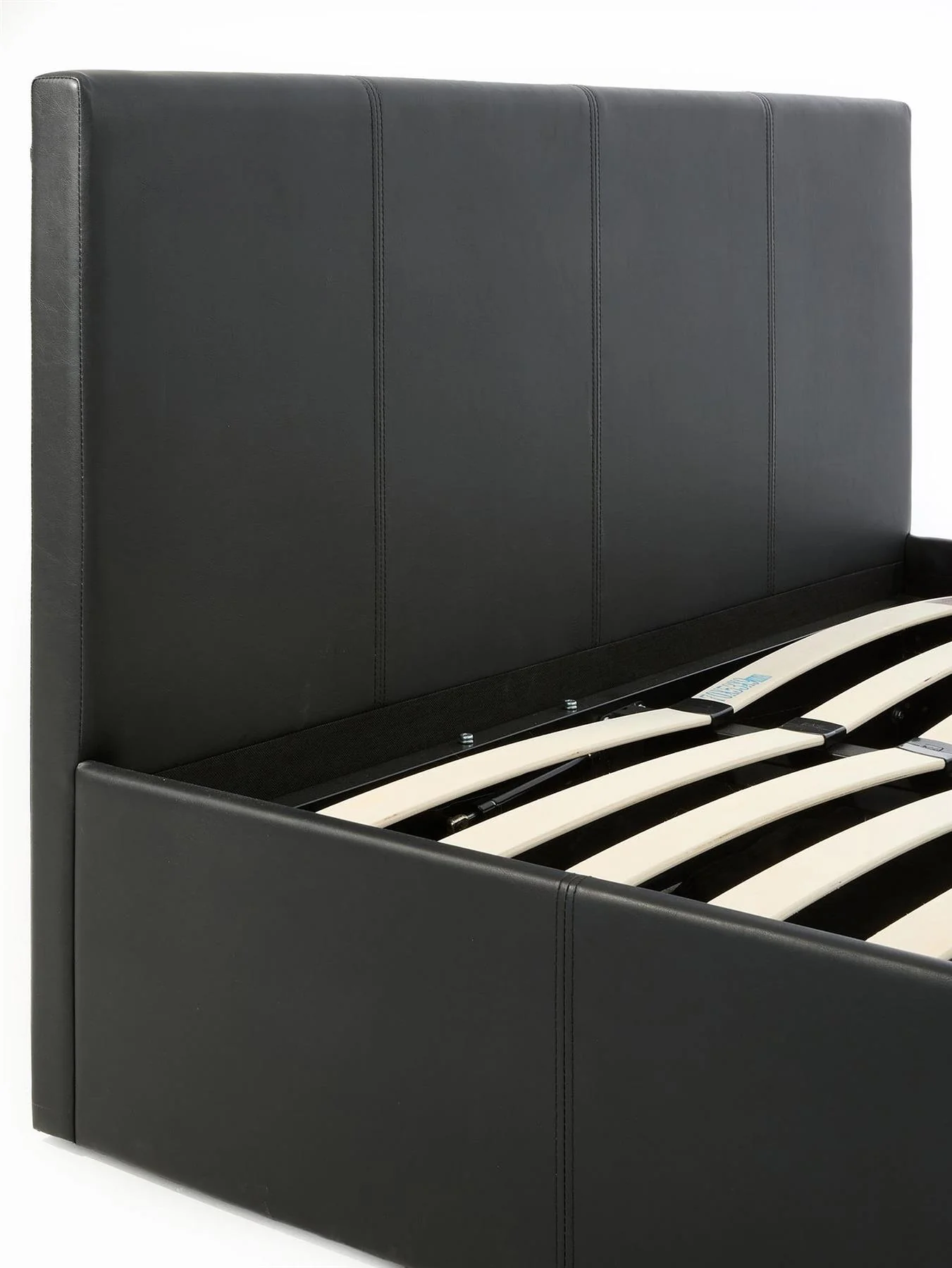 Marston Faux Leather Side Lift Up Storage Ottoman Bed Small Double Black - Image 5