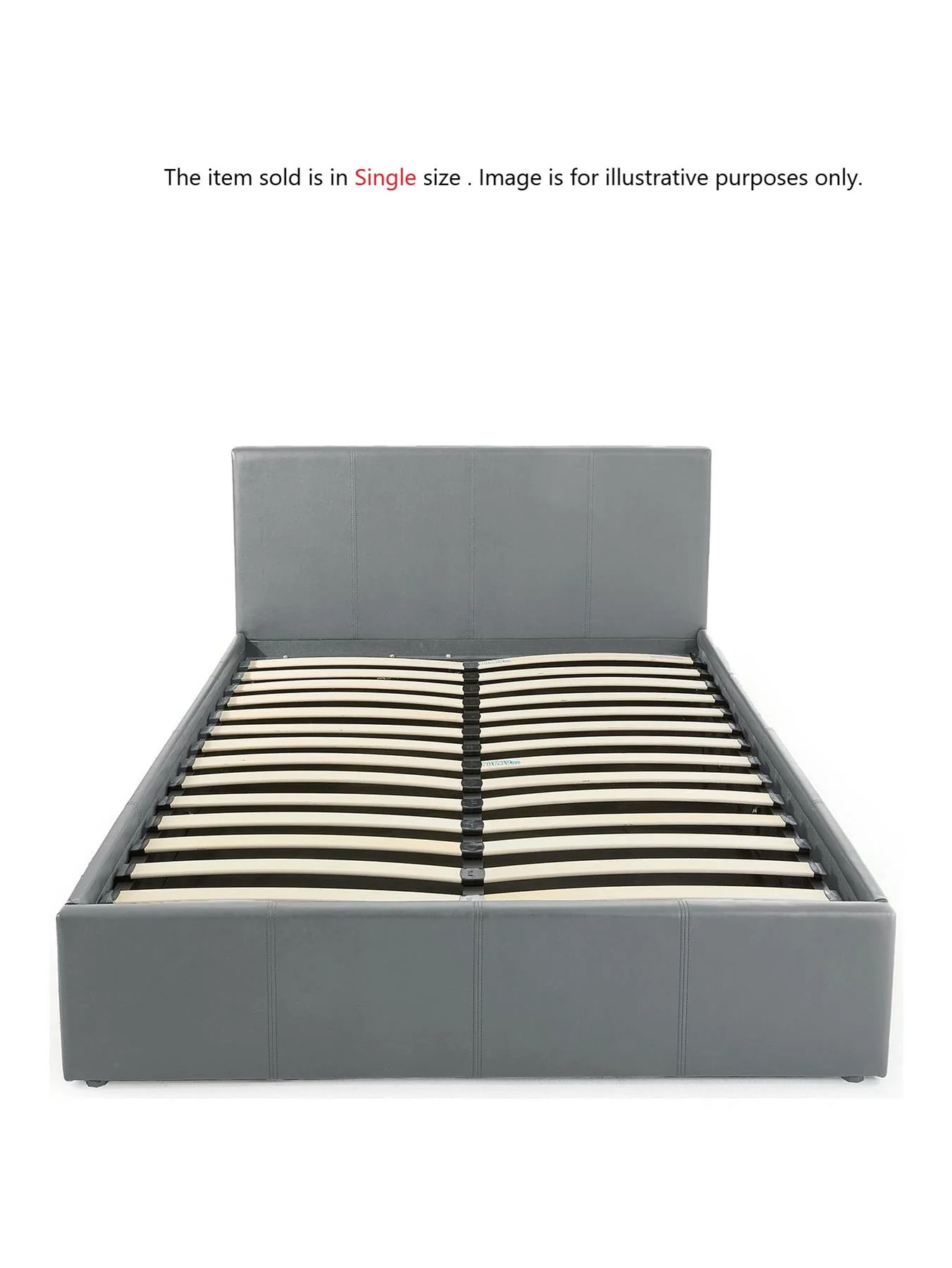 Marston Faux Leather Side Lift Up Storage Ottoman Single Bed Grey UK - Image 2