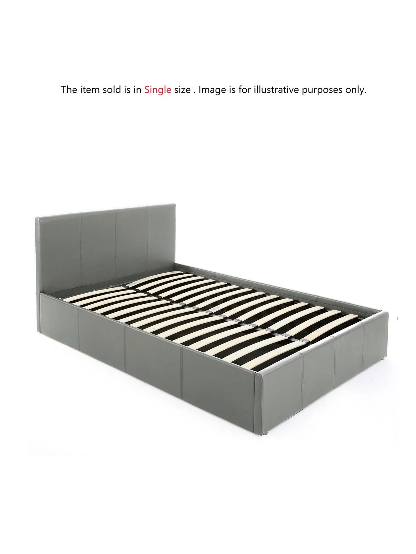 Marston Faux Leather Side Lift Up Storage Ottoman Single Bed Grey UK - Image 3