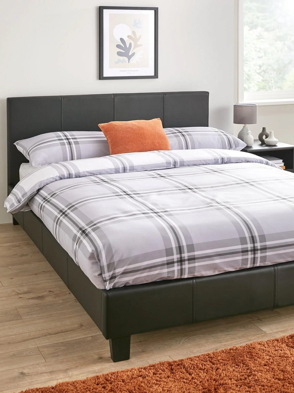 Marston Faux Leather Single Bed Frame - Black Sleek and Modern Bedroom Furniture - Image 2