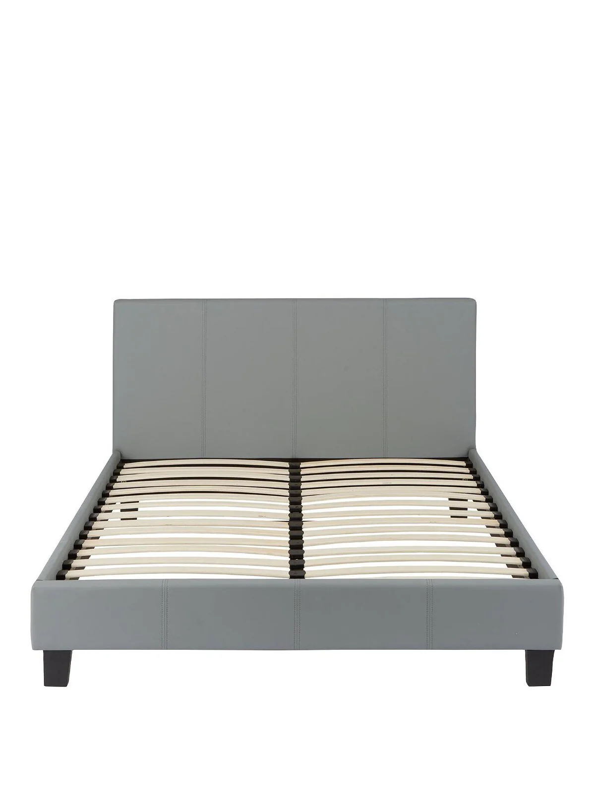 Marston Faux Leather Single Bed Frame Grey Sleek and Modern Bedroom - Image 2