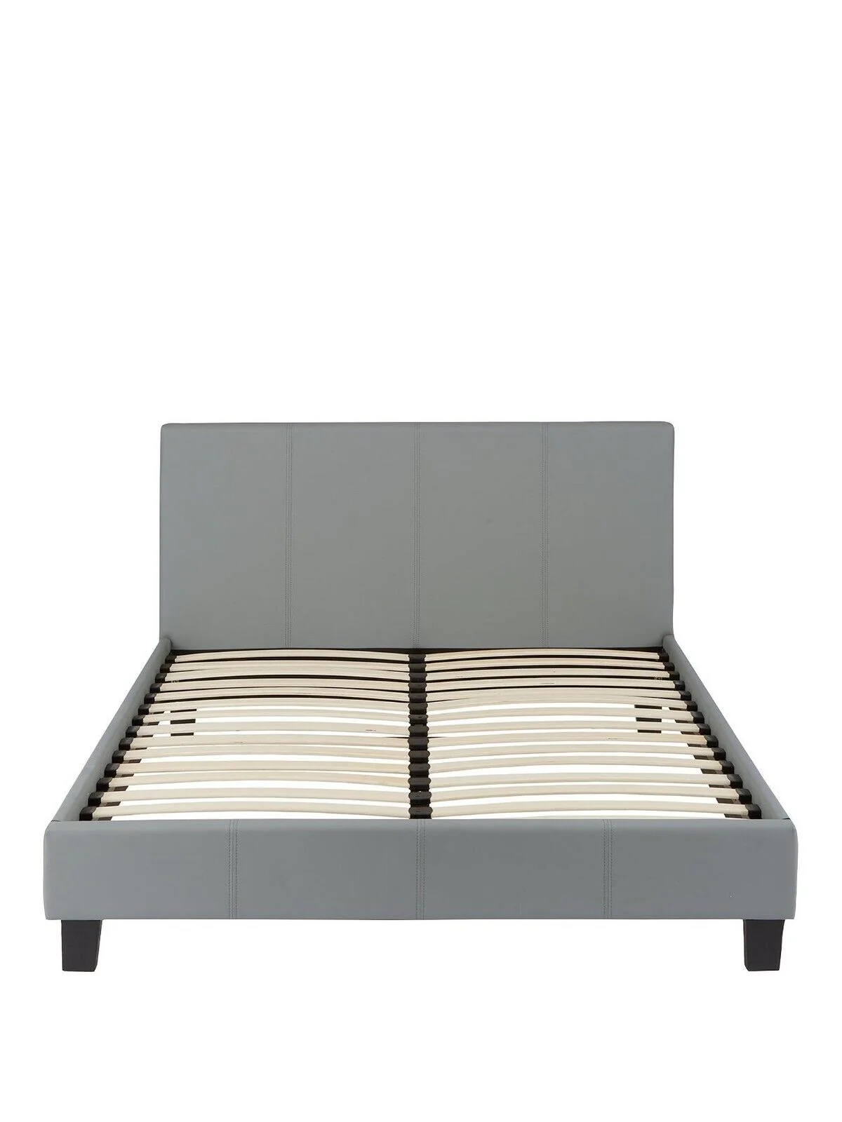 Marston Faux Leather Single Bed Frame Grey Sleek and Modern Bedroom - Image 3