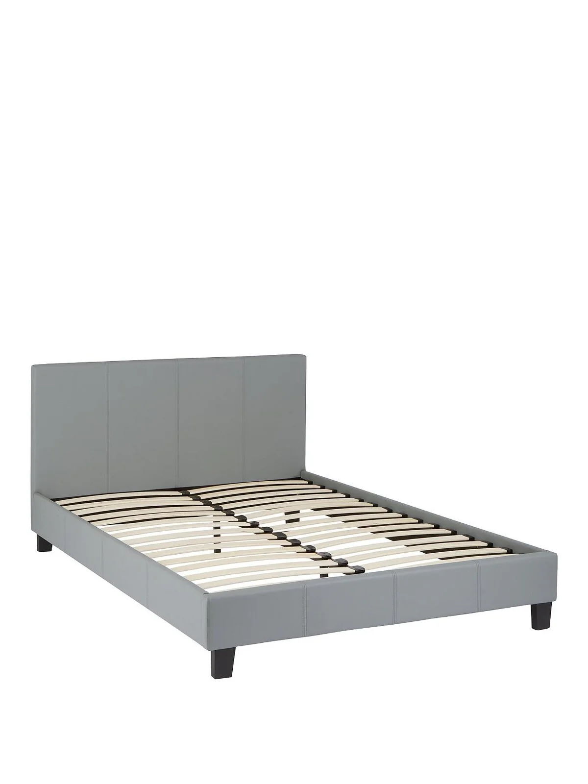 Marston Faux Leather Single Bed Frame Grey Sleek and Modern Bedroom - Image 4
