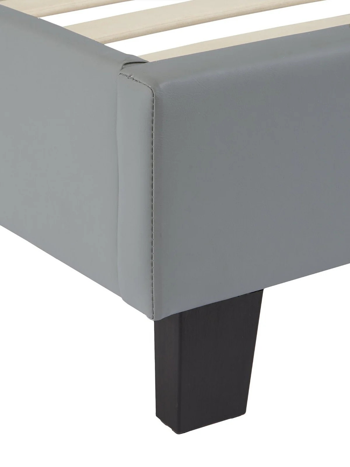 Marston Faux Leather Single Bed Frame Grey Sleek and Modern Bedroom - Image 5