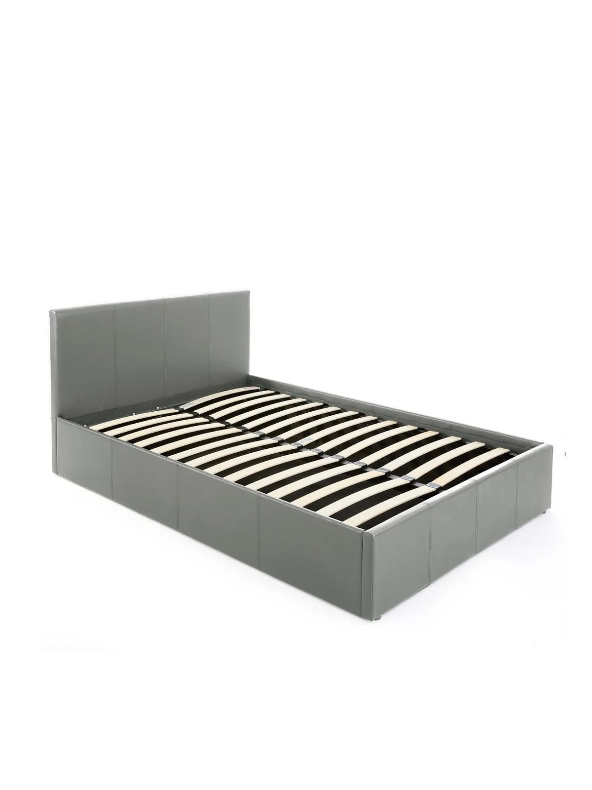 Marston Side Lift Ottoman Bed Double Grey | Faux Leather | Storage Bed - Image 2