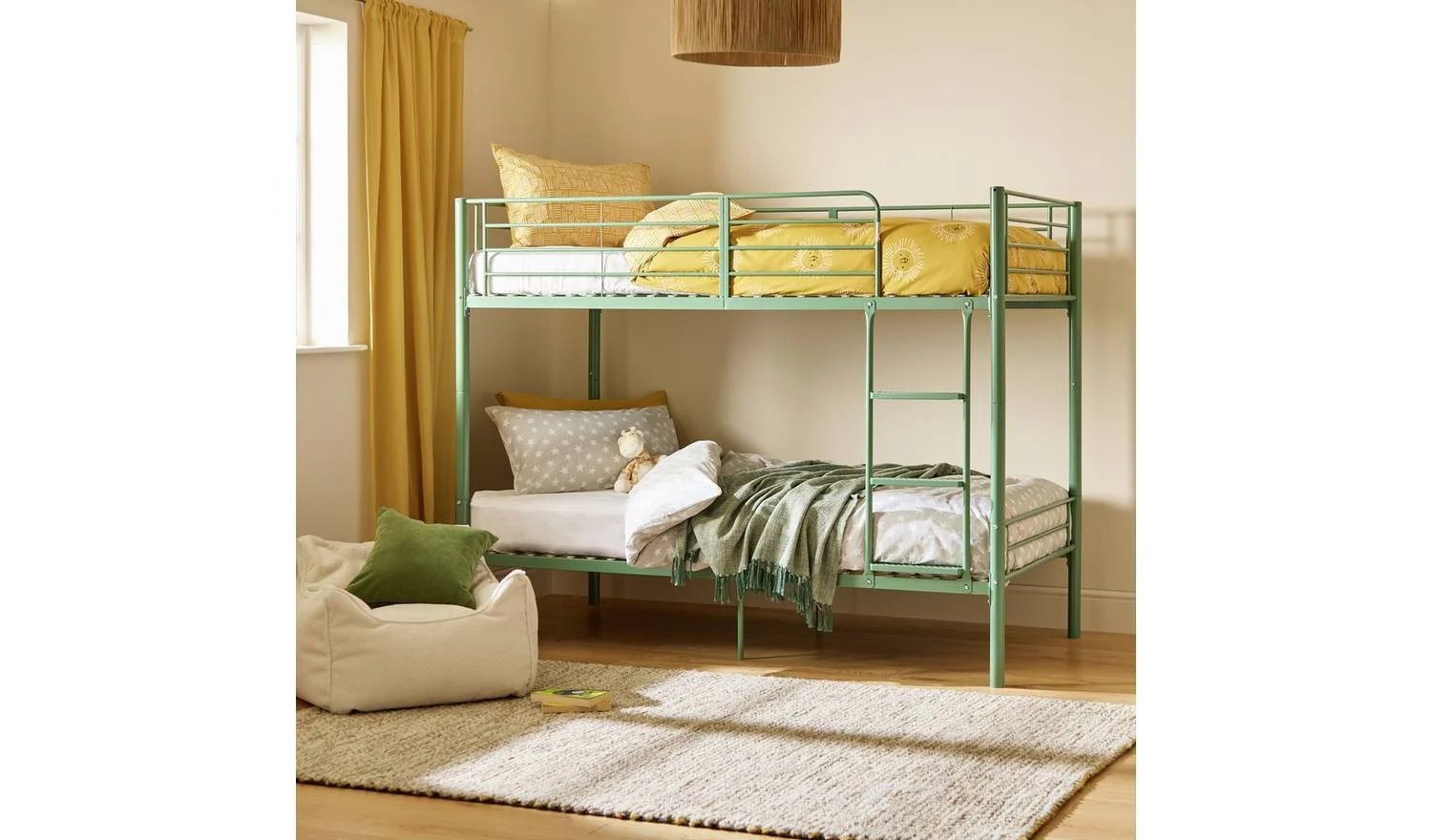 Mason Single Metal Bunk Bed Sage Green Kids Childrens Bedroom Furniture - Image 3