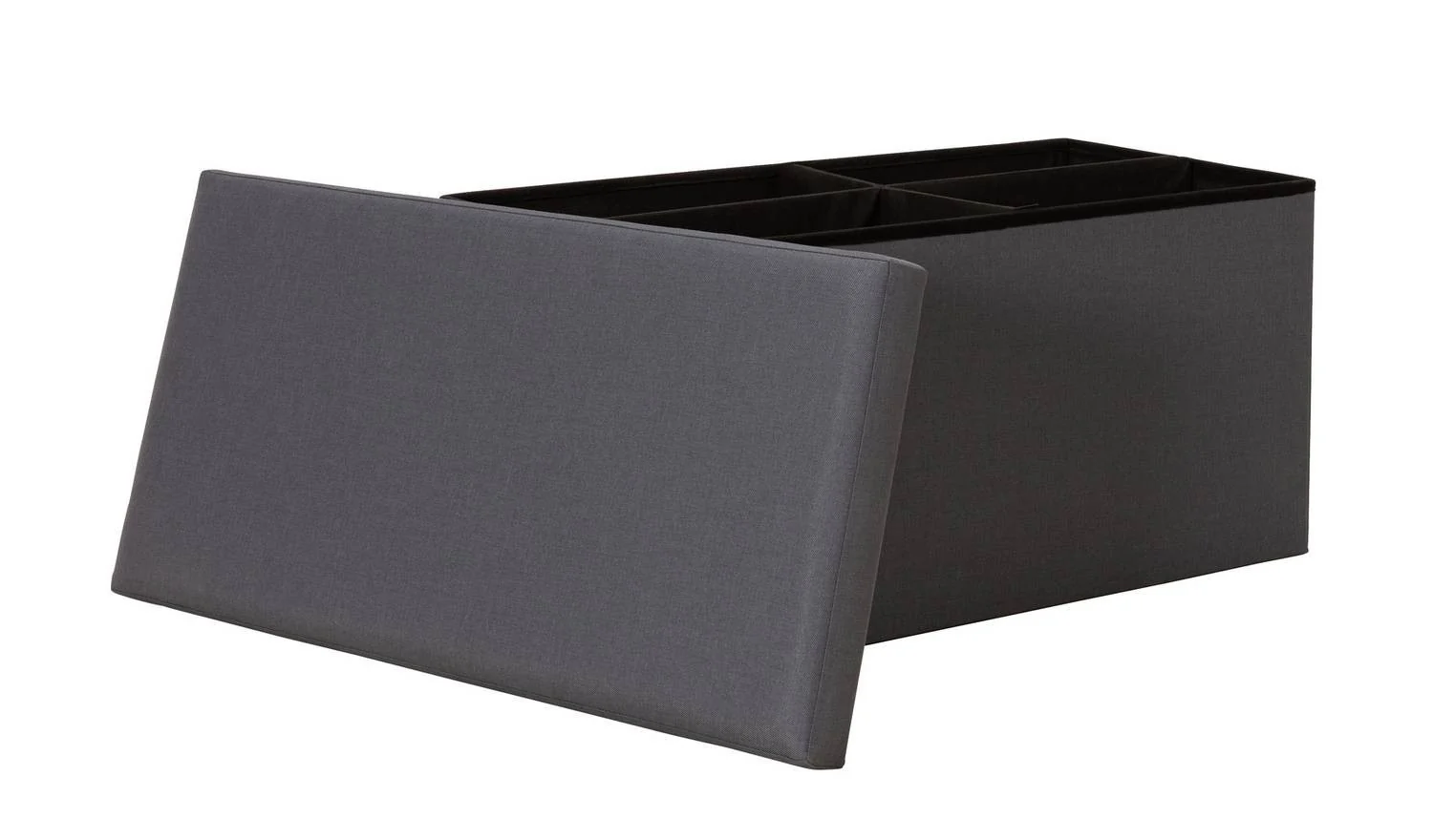 Medium Fabric Ottoman Grey Storage Footstool Living Room Furniture Pouffe - Image 3