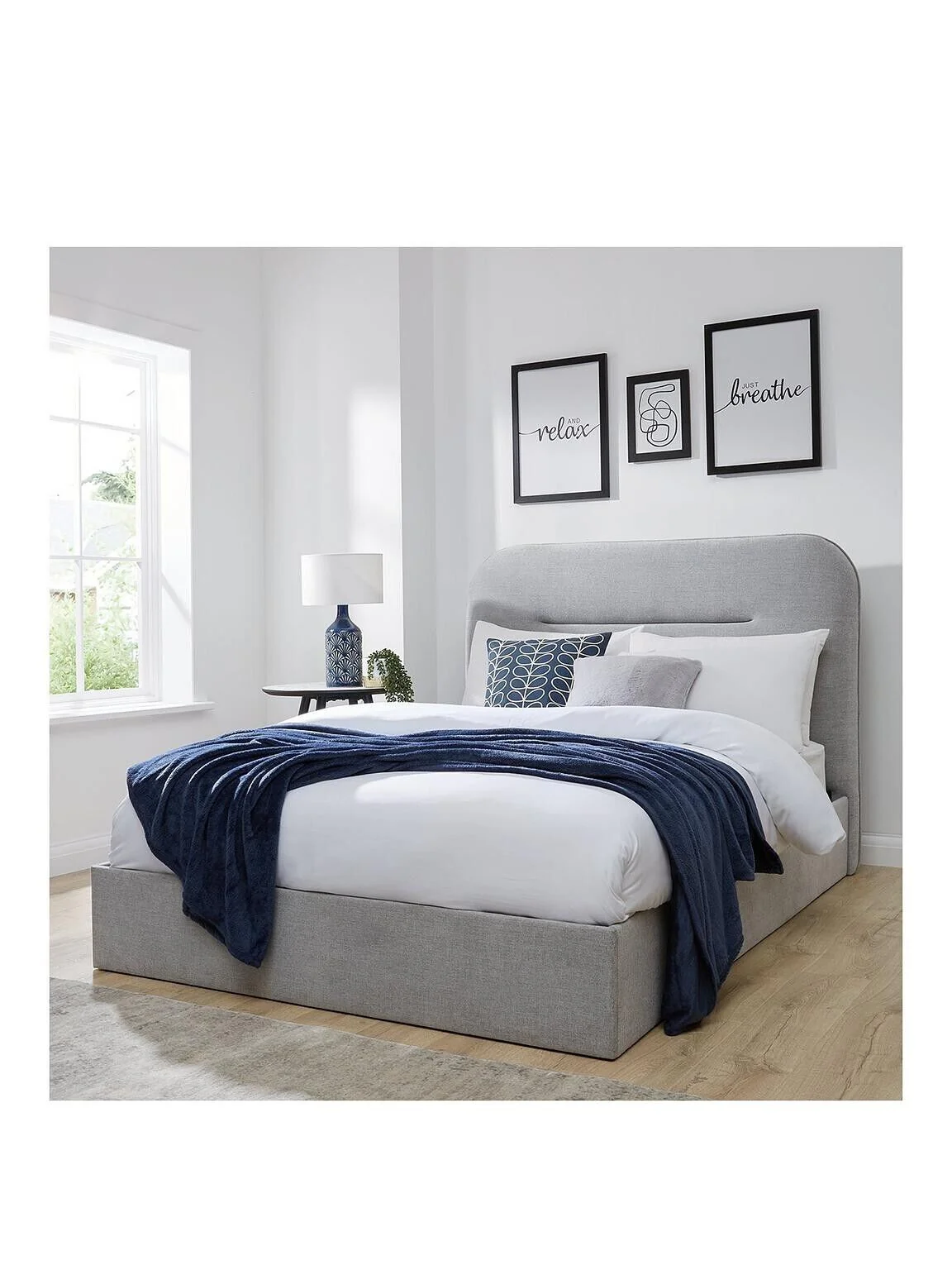 Mellow Fabric Ottoman Bed King Size Grey Elegant STORAGE GAS LIFT UP Solution - Image 2