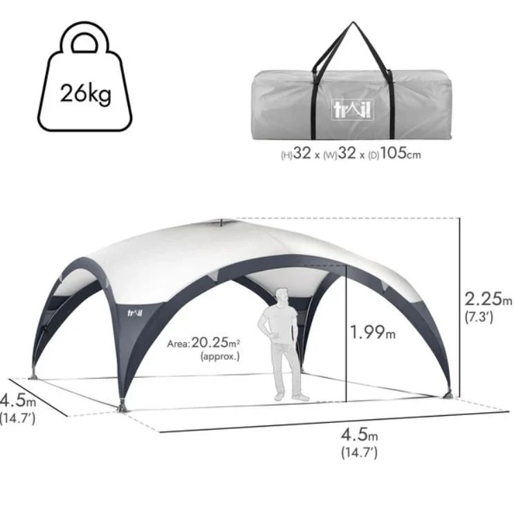 Metal Frame Gazebo XL Grey Outdoor Garden Patio Shelter - Image 6