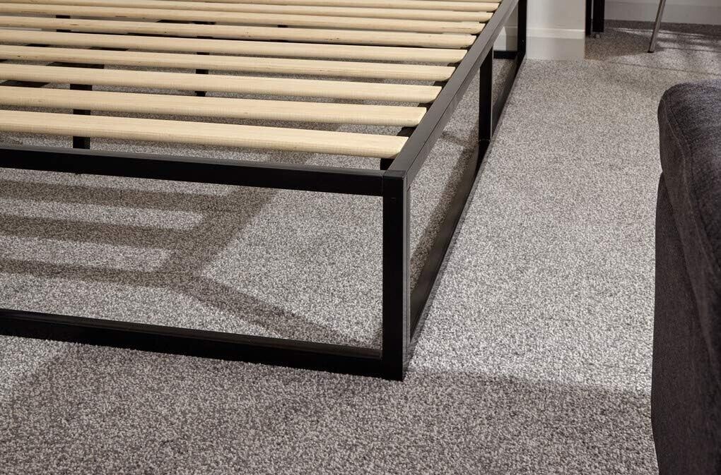 Metal Platform Small Double Bed Frame With Slats And Underbed Storage Black - Image 3