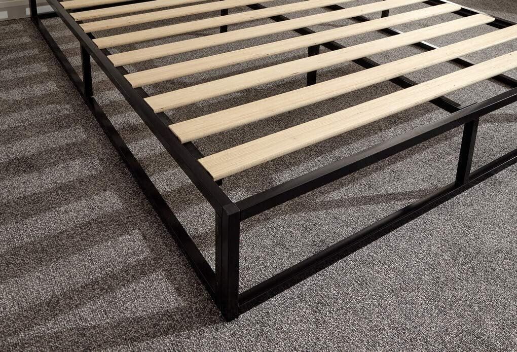 Metal Platform Small Double Bed Frame With Slats And Underbed Storage Black - Image 5