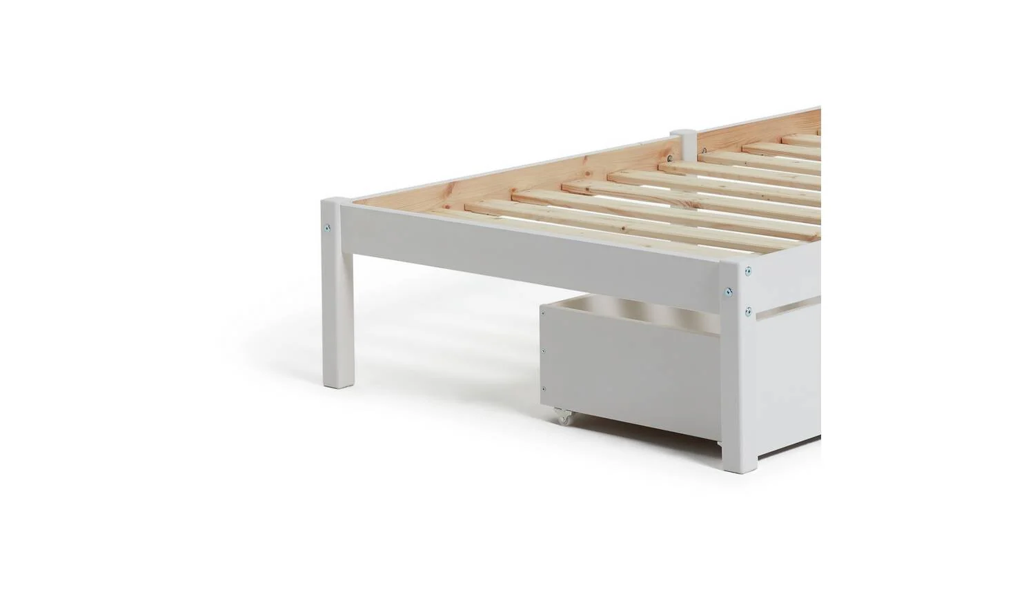 Mia Single Bed Frame with 2 Drawers White Modern Bedroom Furniture Storage - Image 5