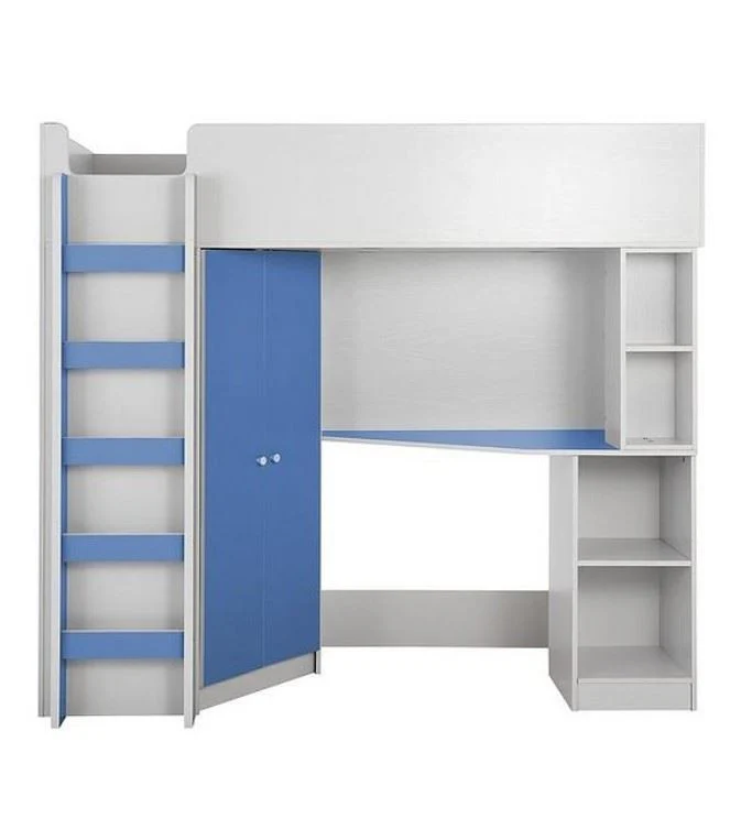 Miami Fresh High Sleeper Bed Blue with Wardrobe & Desk Kids - Image 2