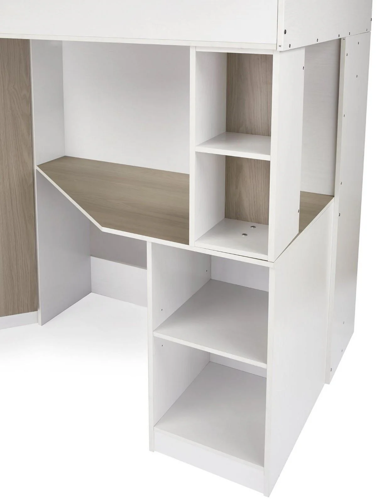 Miami Fresh High Sleeper Bed White & Grey Oak | with Wardrobe & Desk | Kids - Image 5