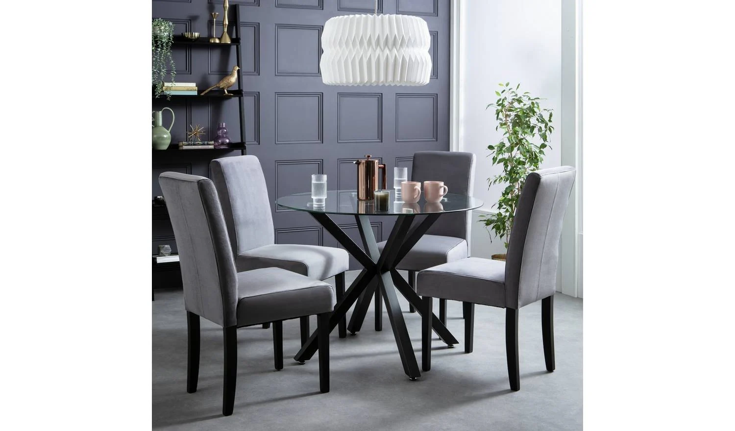 Midback Pair of Velvet Dining Chair Black Modern Kitchen Furniture Set - Image 3