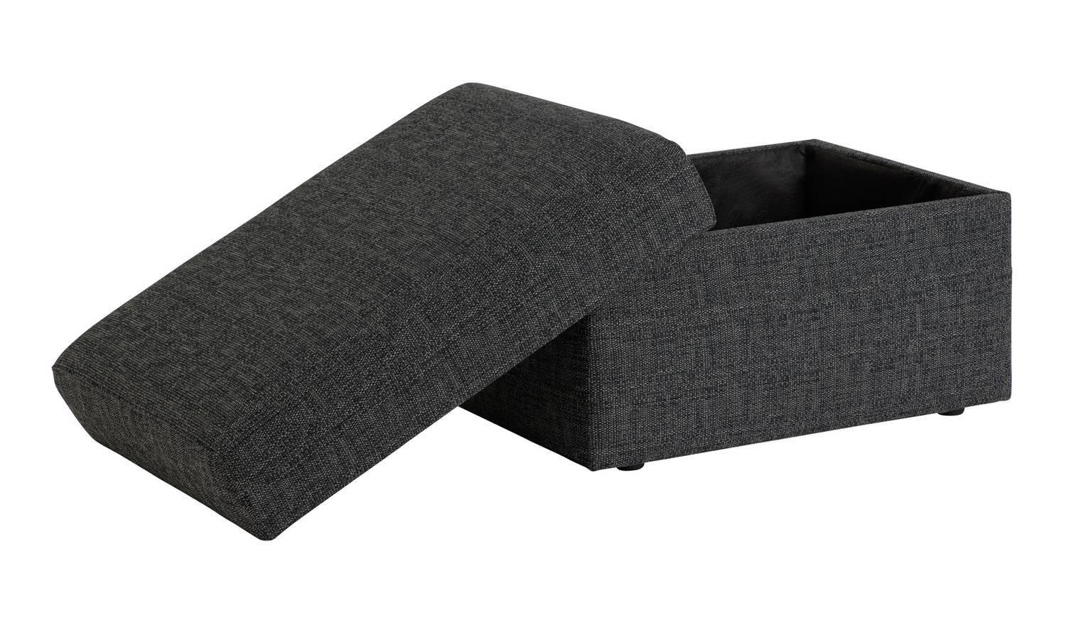 Milano Fabric Storage Footstool Charcoal Ottoman Living Room Furniture - Image 4