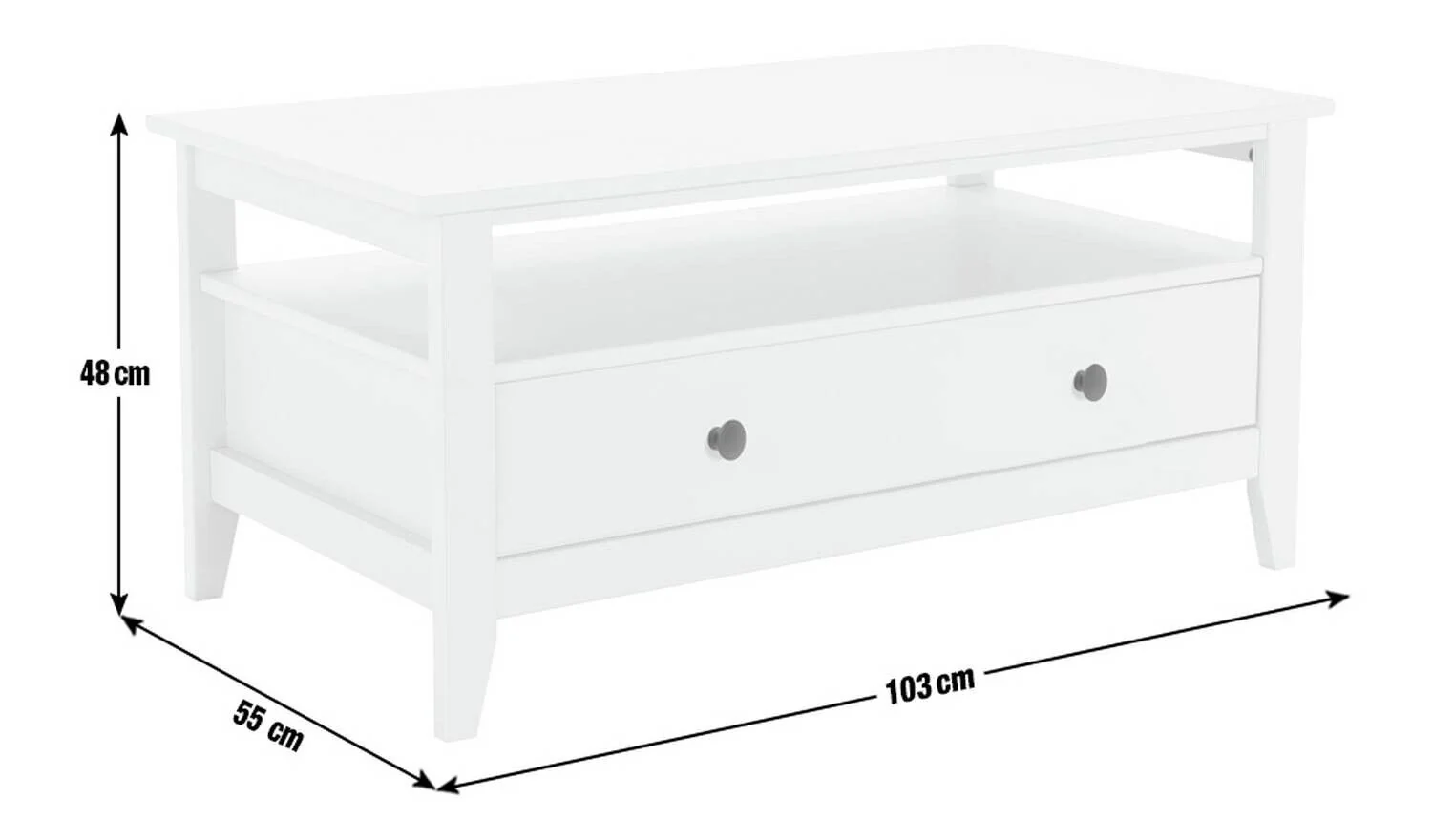 Minato 1 Drawer Coffee Table White Modern and Functional Living Room Furniture - Image 2