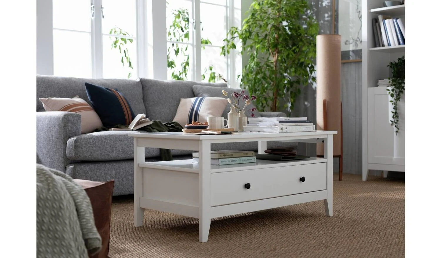 Minato 1 Drawer Coffee Table White Modern and Functional Living Room Furniture - Image 3