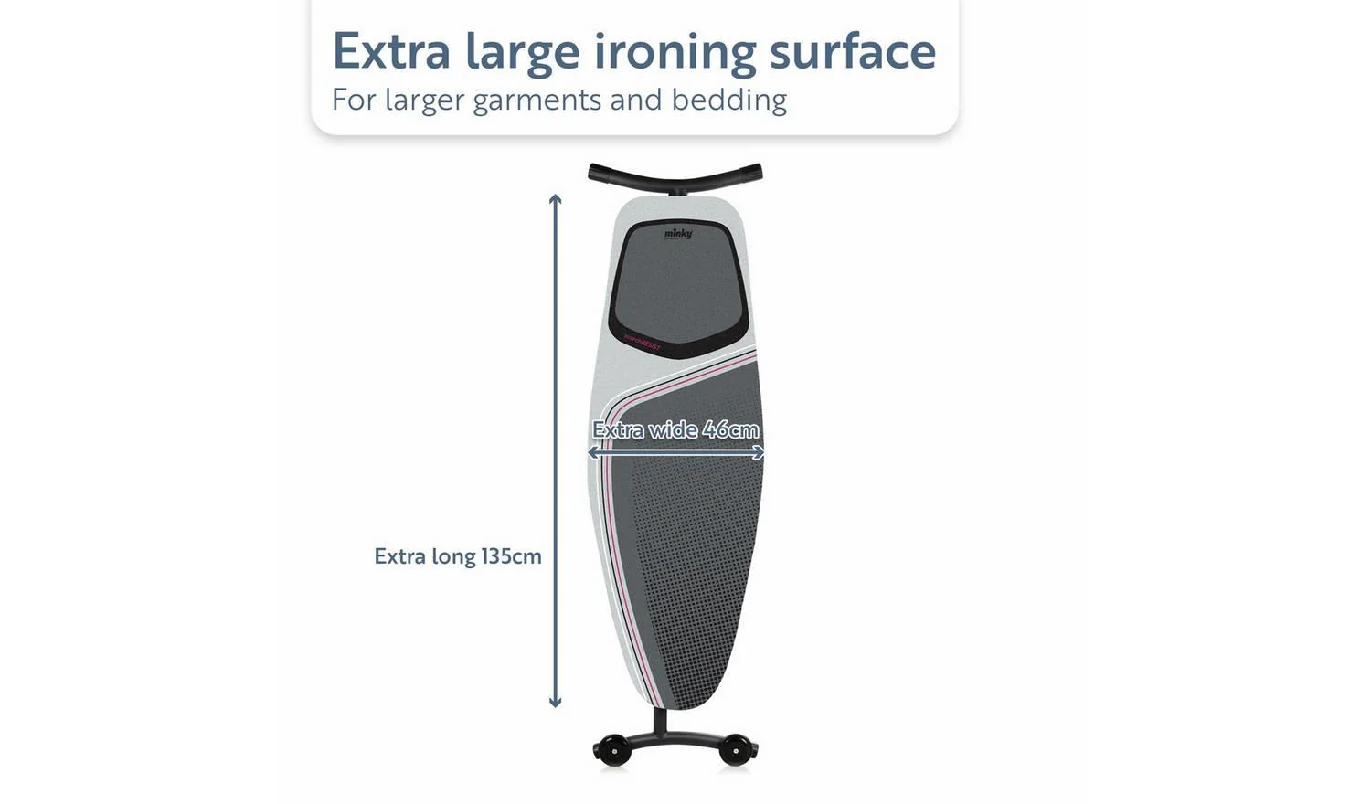 Minky MaxiPro 135x46cm Ironing Board For Home Laundry Fast Delivery - Image 10